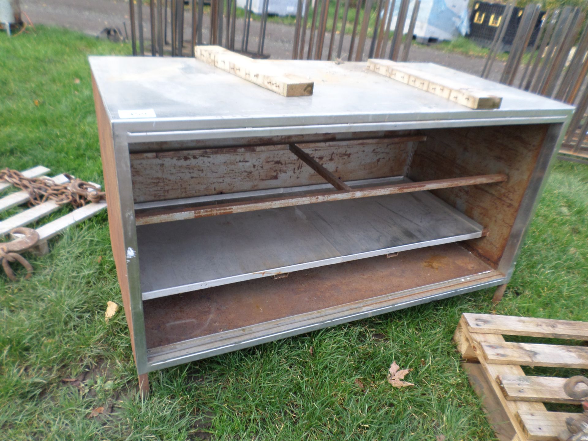Stainless steel topped workbench with doors 5'x2'6" NO VAT