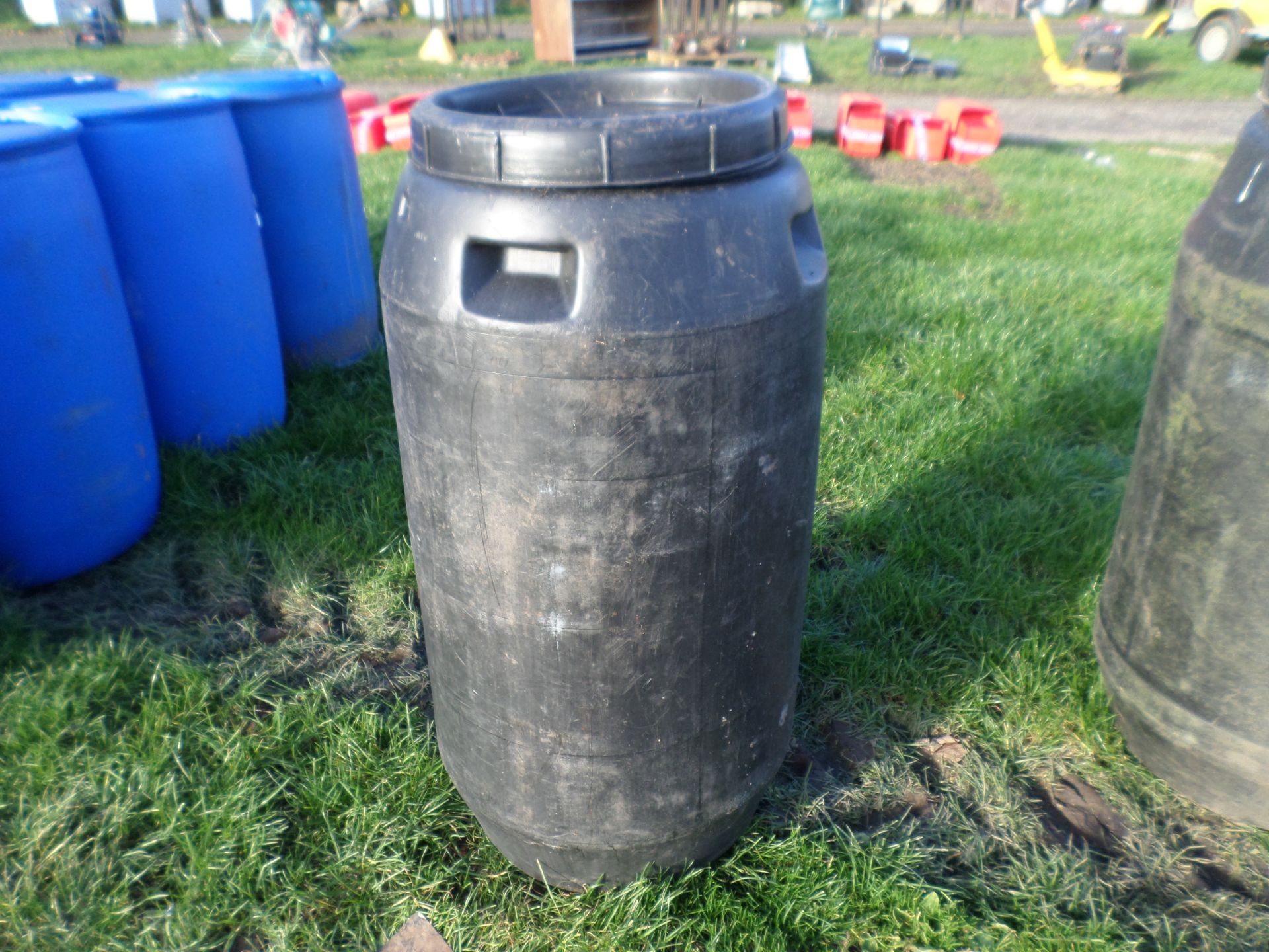 Black plastic barrel with screw top NO VAT