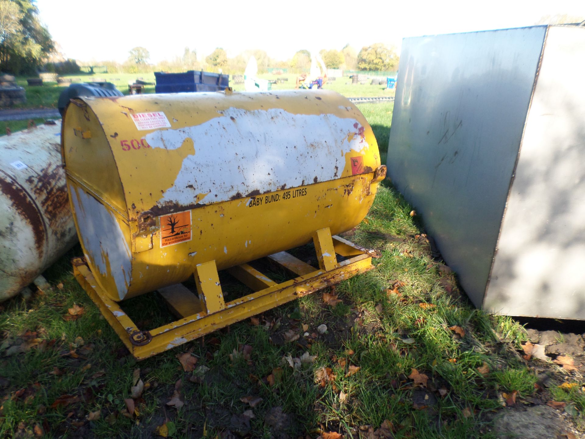 Baby bunded portable diesel tank, 500ltr, with feed pipe