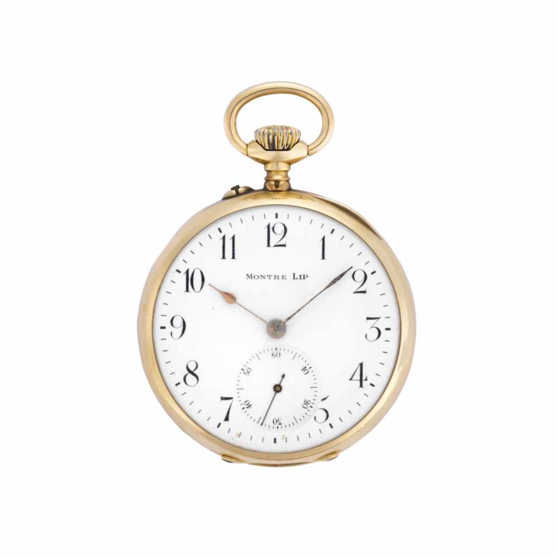 MONTRE LIP 18K gold pocket watchEarly 20th centuryDial and case signedManual wind movementWhite