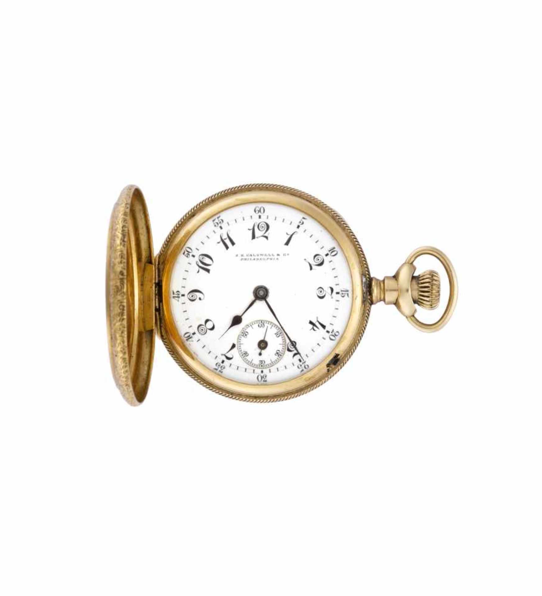 J.E. CALDWELL & CO14K gold savonnette pocket watchLate XIX/early XX centuryDial and movement