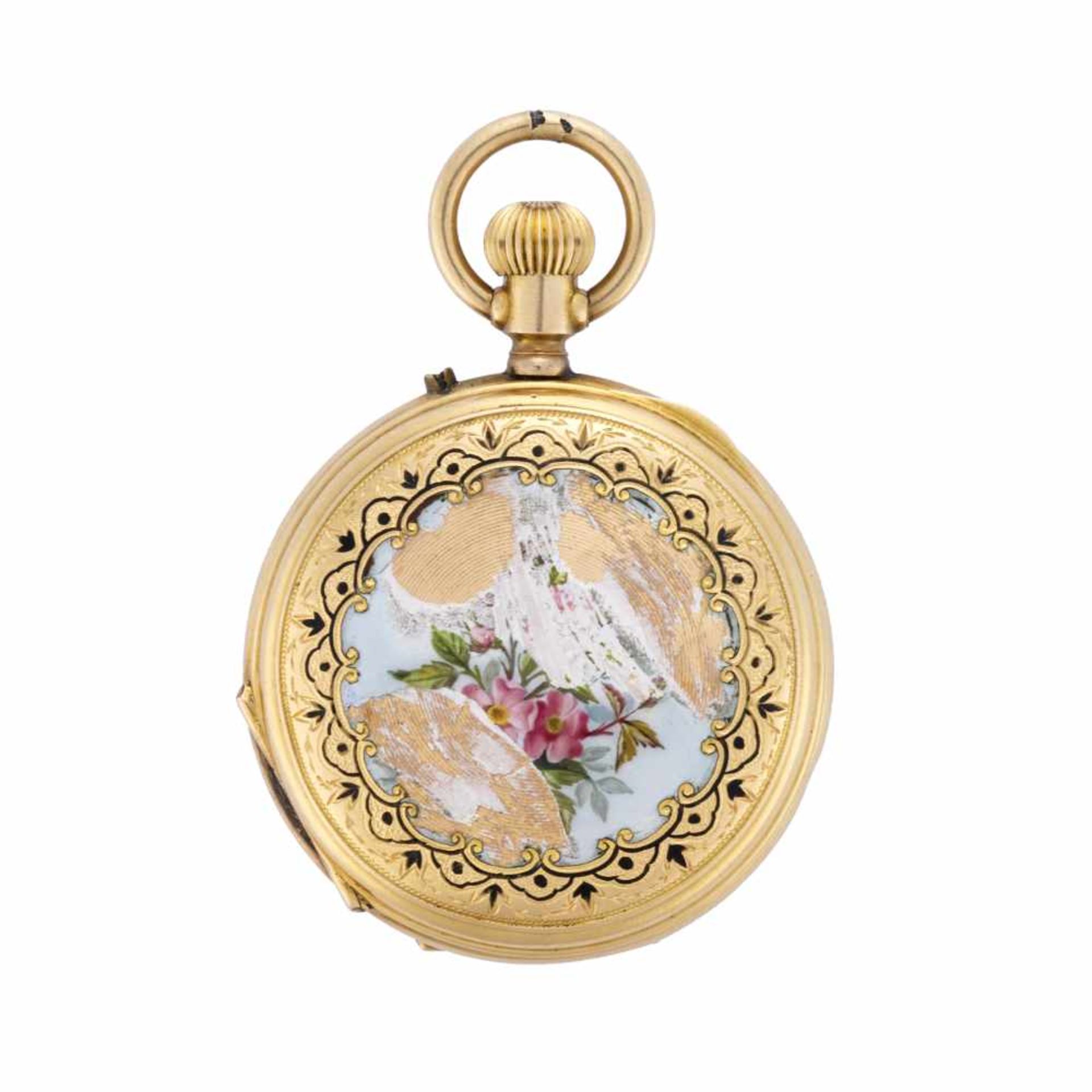 PATEK & Co18K gold savonnette pocket watch with enamel decoration19th centuryCase signedManual - Bild 3 aus 4