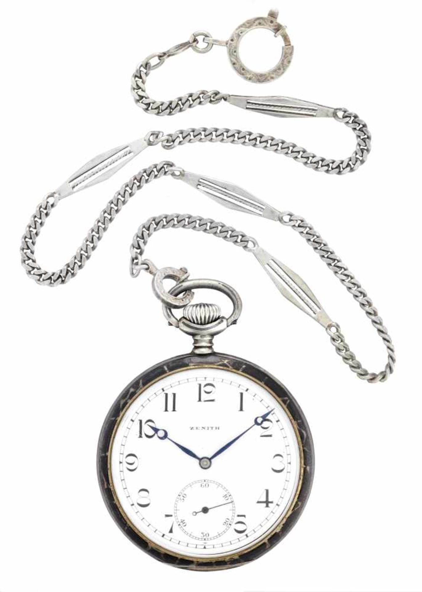 ZENITHSilver pocket watch with chaineEarly 20th centuryDial, movement and case signedManual wind