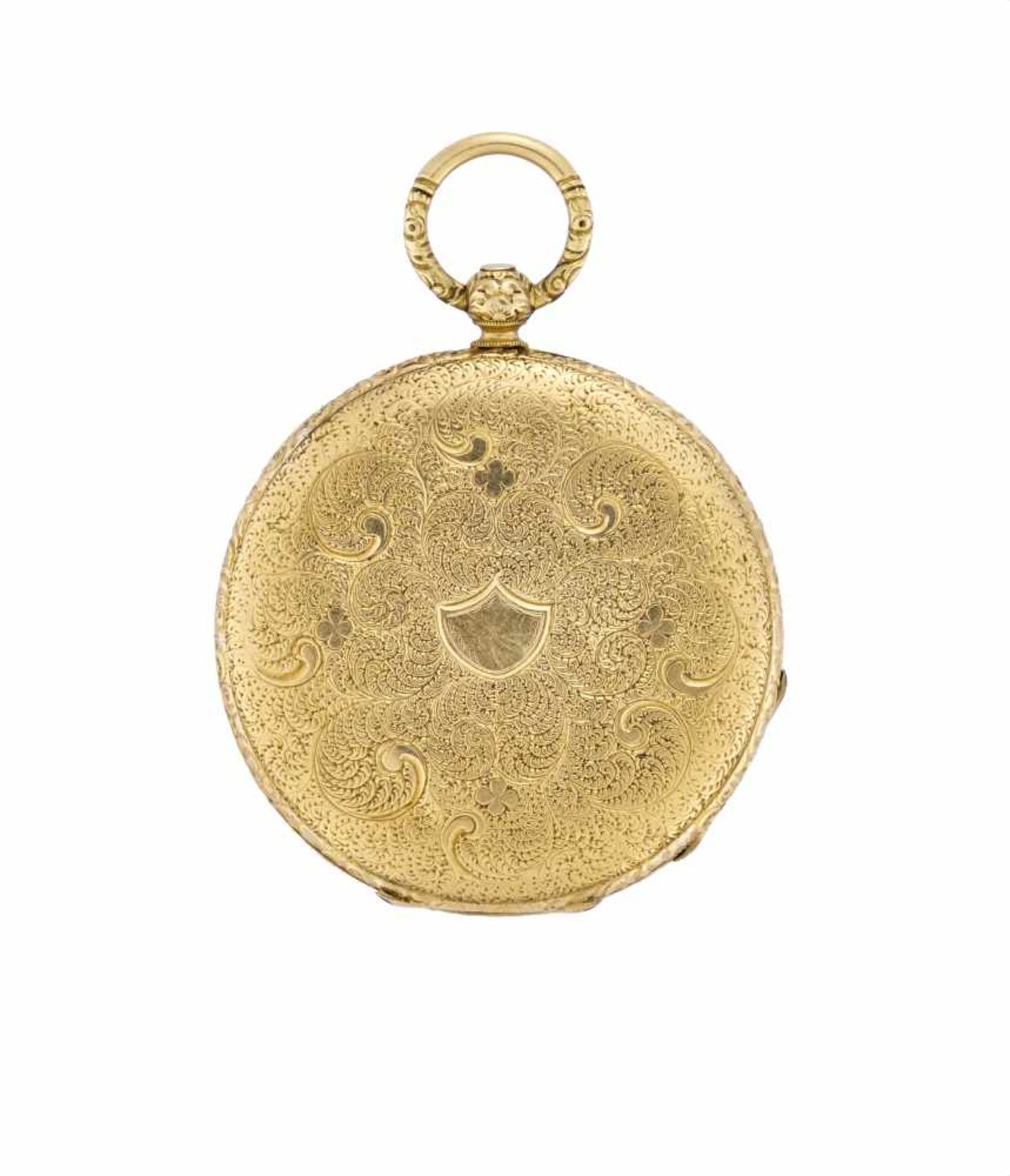 LEBET ET FILS18K gold savonnette pocket watchFirst half 19th centuryMovement signedKey-wind - Bild 2 aus 2