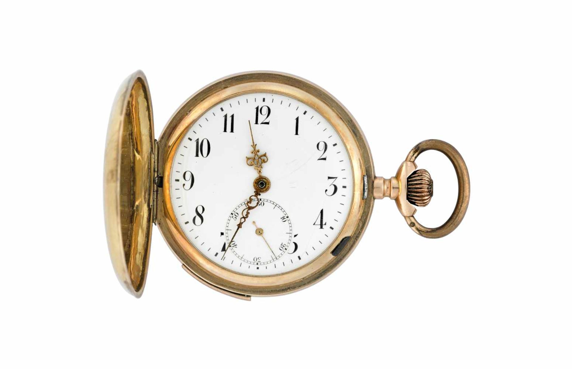 ANONYMOUS18K gold savonnette pocket watchFirst half 20th centuryManual wind movement, quart