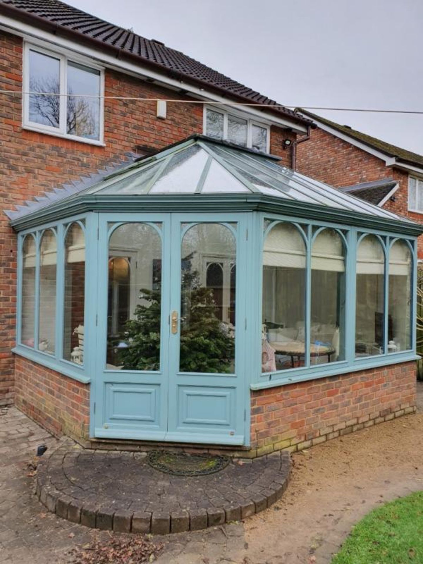 1 x Bespoke Amdega Conservatory in Eryngium Blue Satin with Imported Canadian Western Red Cedarwood