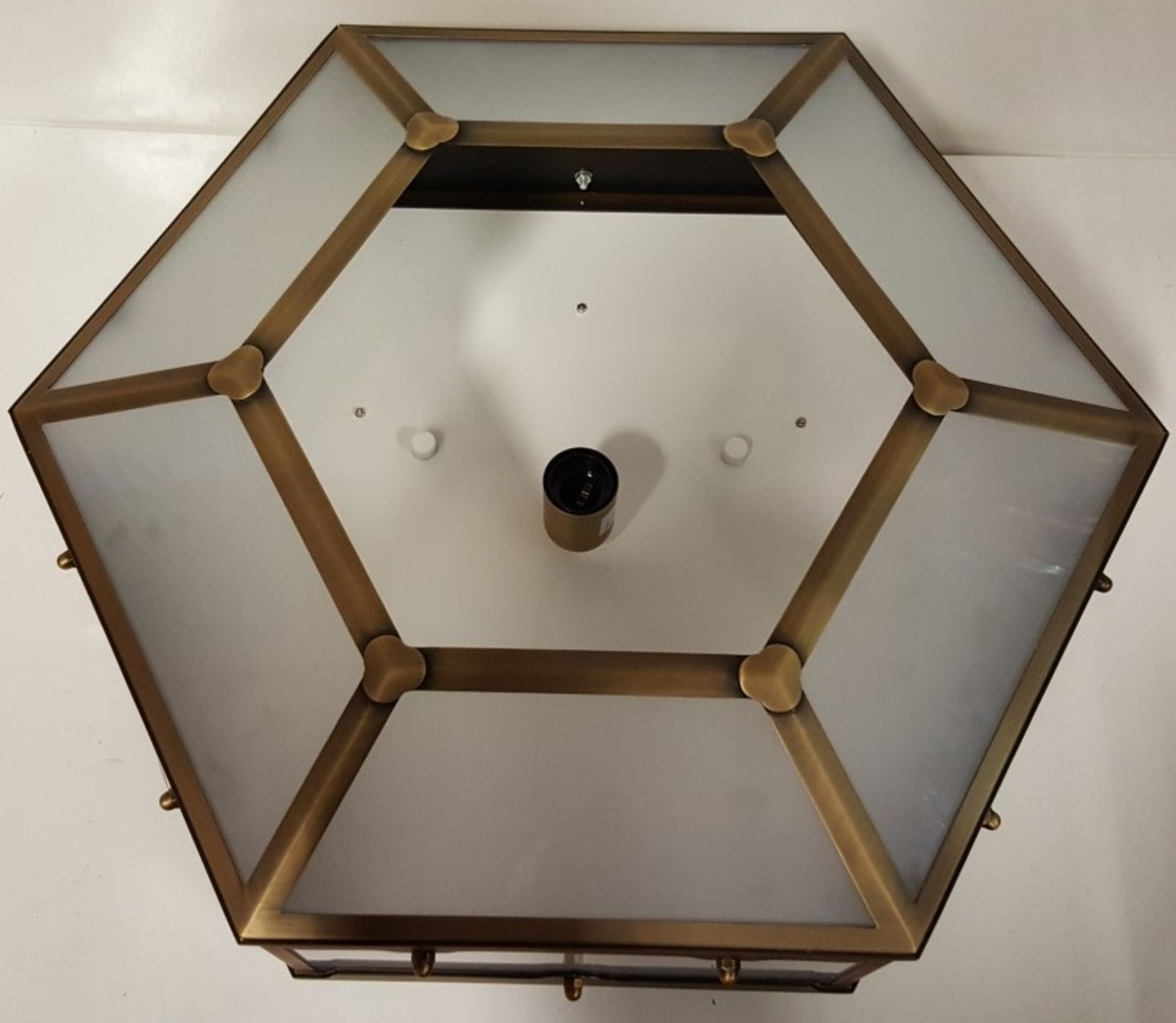 1 x Chelsom Flush Fitting Hexagonal Shaped Light Fitting In A Antique Brass Finish - REF:J2354 - Image 2 of 8