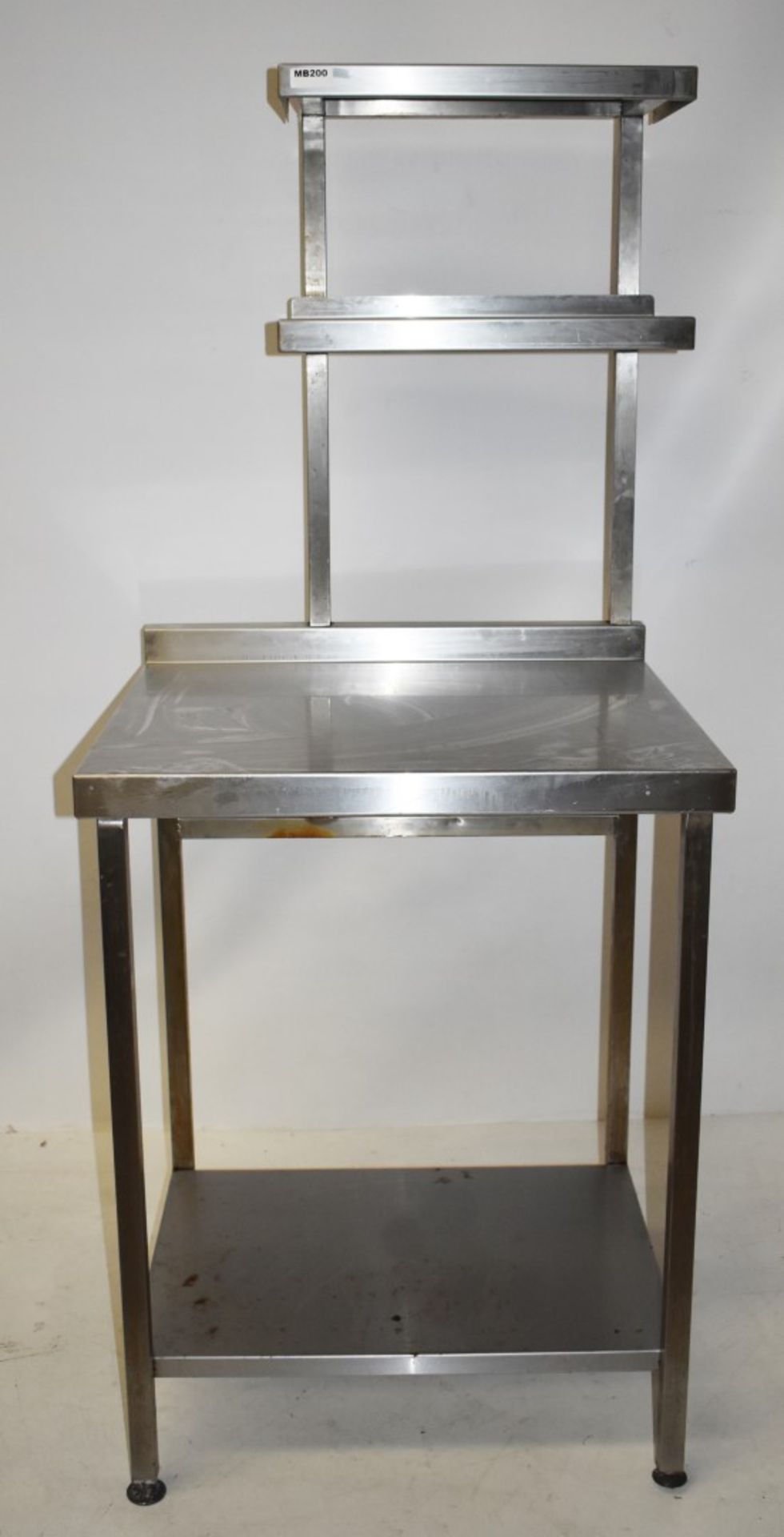 1 Stainless Steel Prep Bench With Undershelf and Overhead Shelves - H92/169 x W71 x D65 cms - - Image 2 of 4