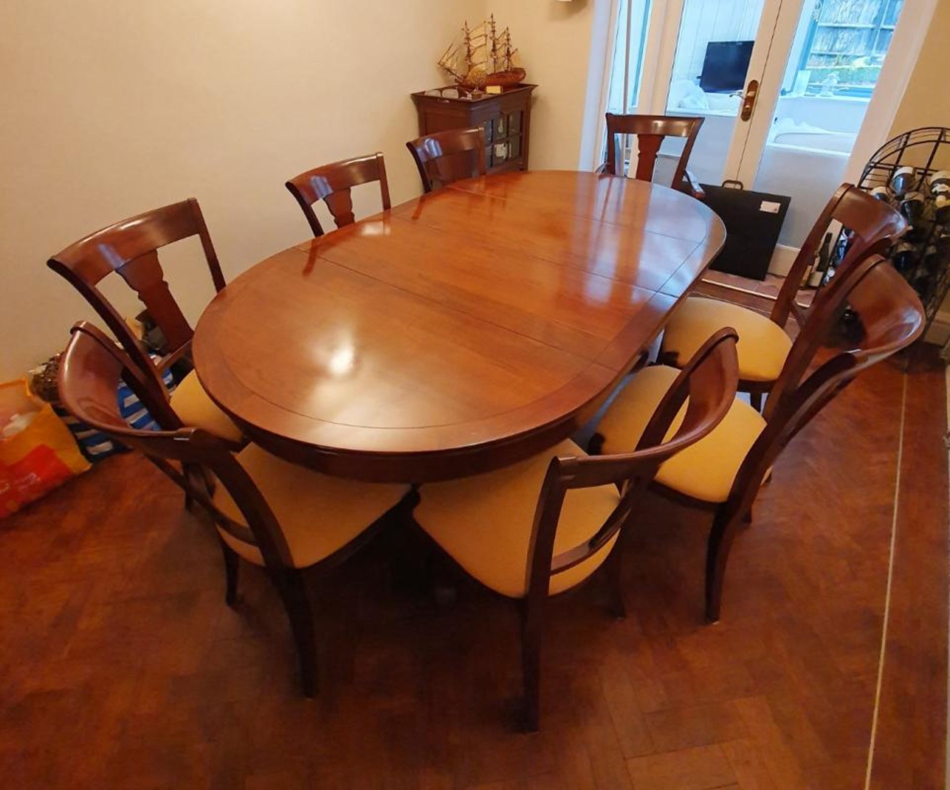 1 x GRANGE Dining Table in Solid Cherry Wood with 8 Matching Chairs - CL473 - Location: Bowdon WA14