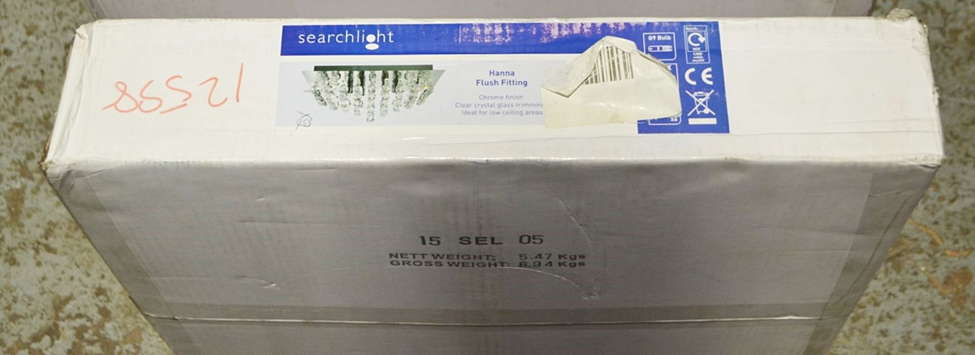 1 x Searchlight Hanna Chrome 6-Light Square Semi-Flush With Crystal Balls - Product Code - New Boxed