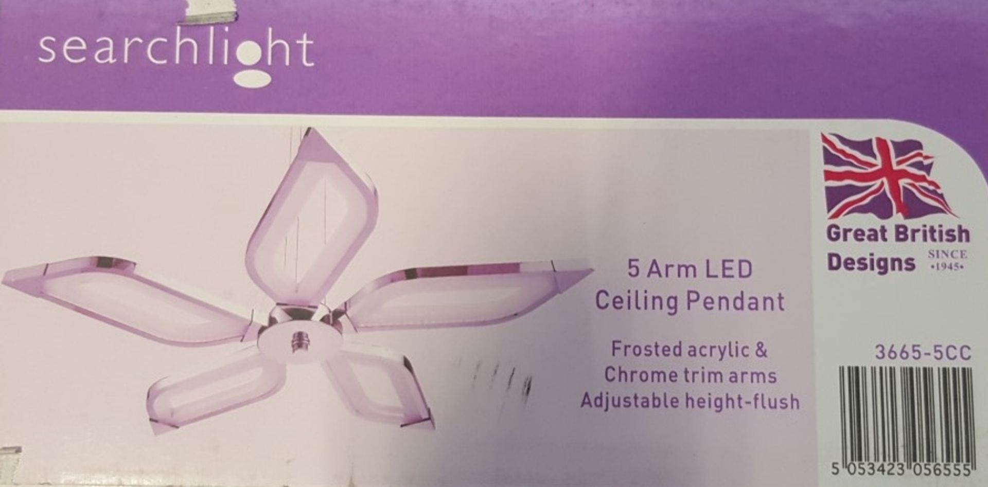 1 x Searchlight 3665-5CC Solexa Modern Ceiling Pendant Light in Chrome - New Boxed Stock - CL323