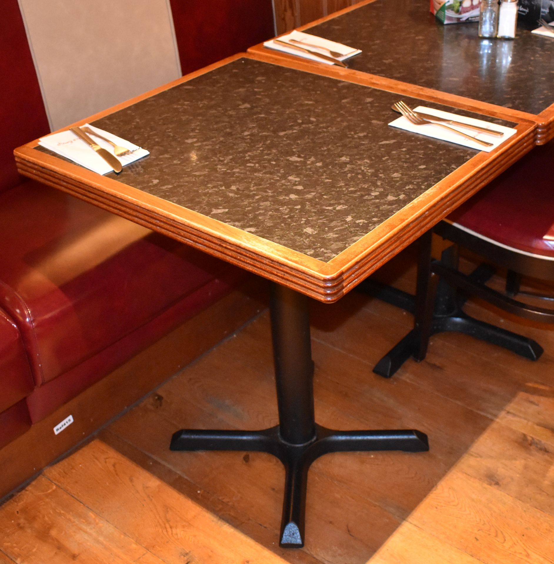 4 x Restaurant Bistro Tables With Granite Effect Tops and Cast Iron Bases - From American Italian