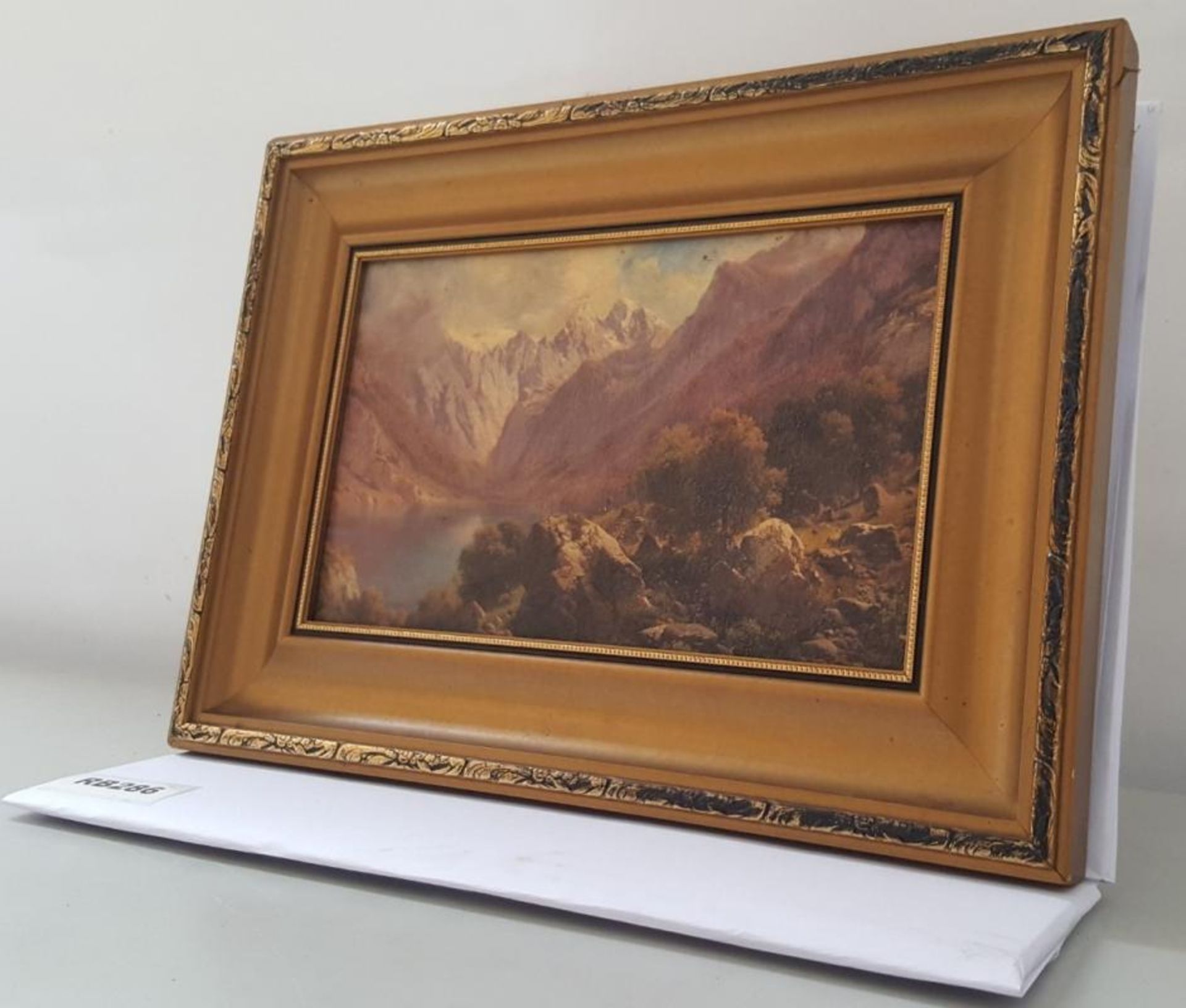 1 x Lake Surrounded By Mountains Painting In A Antique Frame - Ref RB286 E - Dimensions: L33/H23cm - - Image 3 of 3