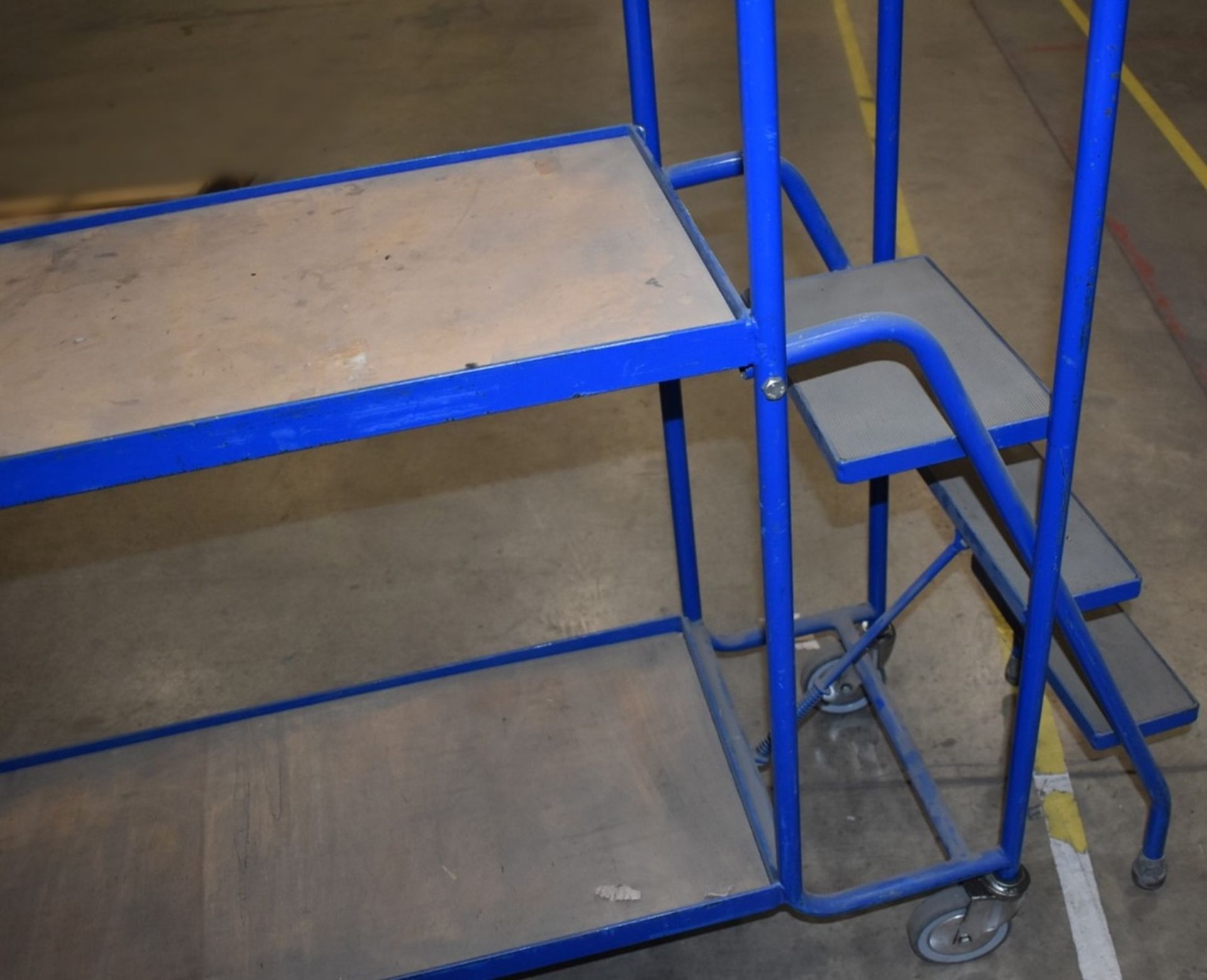 1 x Warehouse Trolley With Integrated Step Ladder - H93 x W174 x D46 cms - Ref FE191 WH - CL480 - - Image 5 of 5