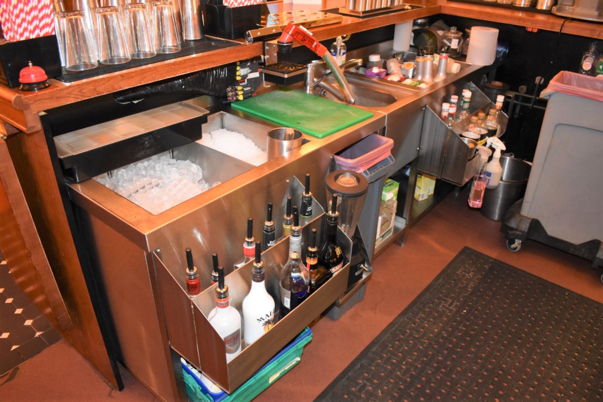 2 x Stainless Steel Backbar Drink Preparation Units With 2 x Ice Wells, 1 x Basin With Mixer Tap, - Image 9 of 10