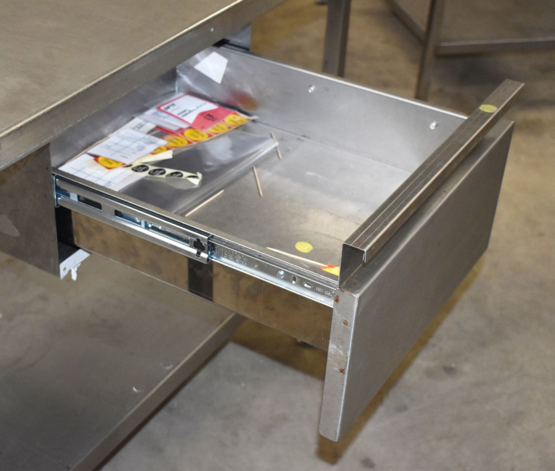 1 x Stainless Steel Prep Bench With Undershelf, Upstand and Central Drawer - Dimensions to - Bild 3 aus 4