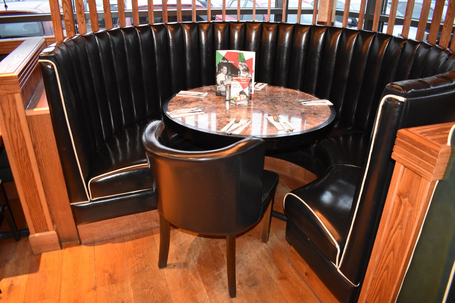 1 x High Back Seating Booth Upholstered in Black Faux Leather With Ribbed Back - Features Bespoke - Image 2 of 14