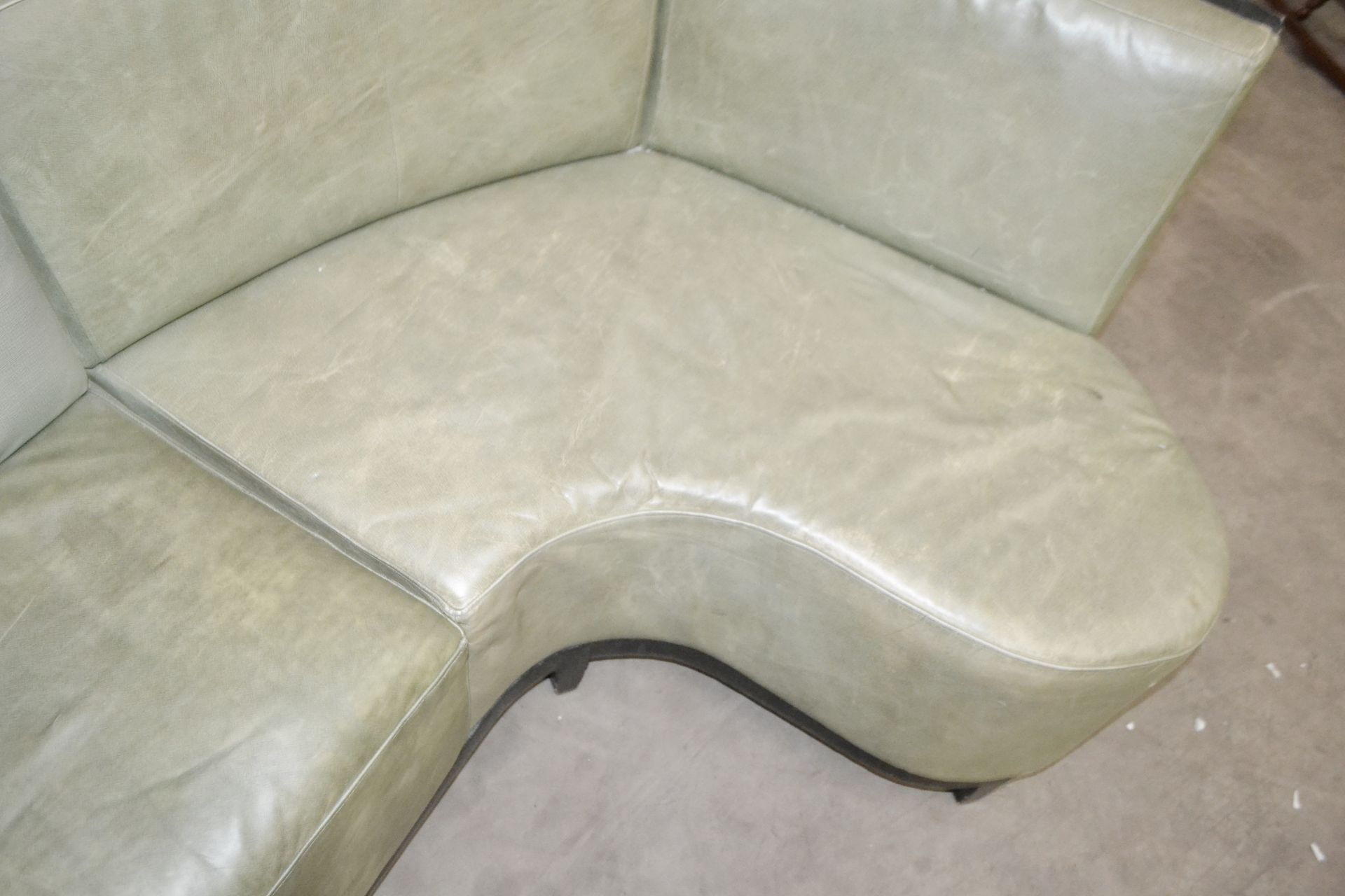 2 x Sections Of Curved Commercial Seating Upholstered In A Pale Green Faux Leather - Image 5 of 5