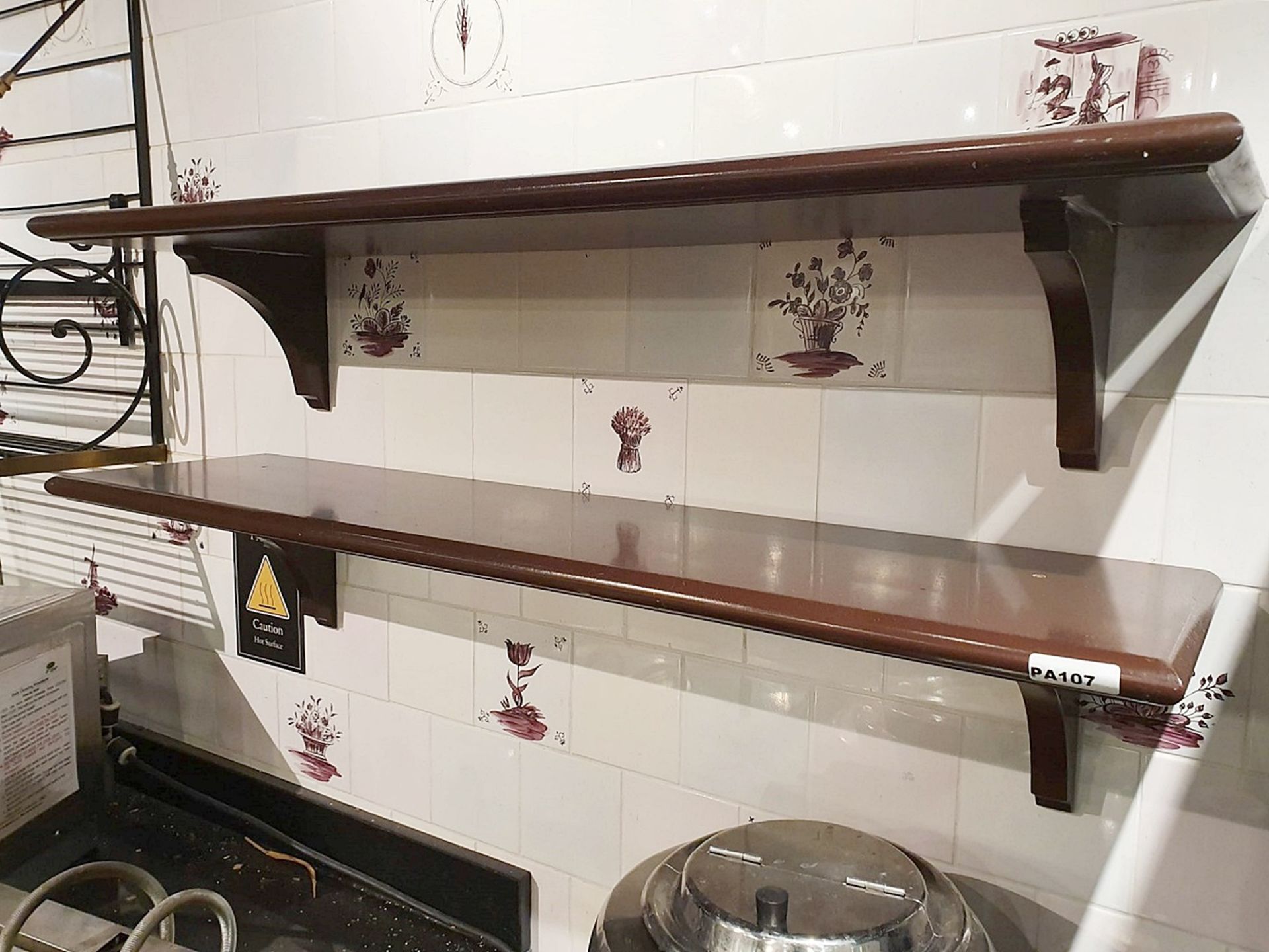 2 x Wall Mounted Wooden Shelves - W120 x D30 cms - Ref PA107 - CL463 - Location: Altrincham WA14