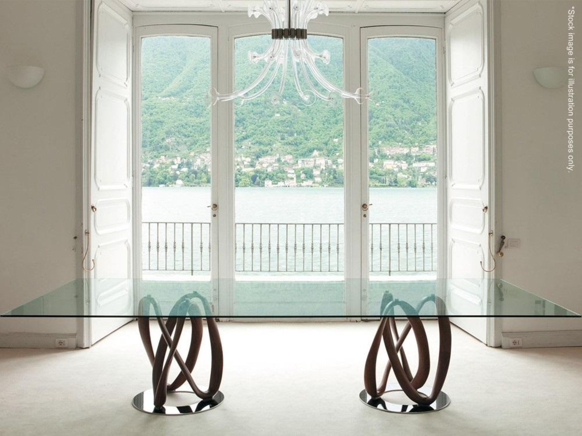 1 x PORADA 'Infinity' Italian Designer Rectangular Glass Topped Dining Table With Distinctive Bases - Bild 2 aus 15