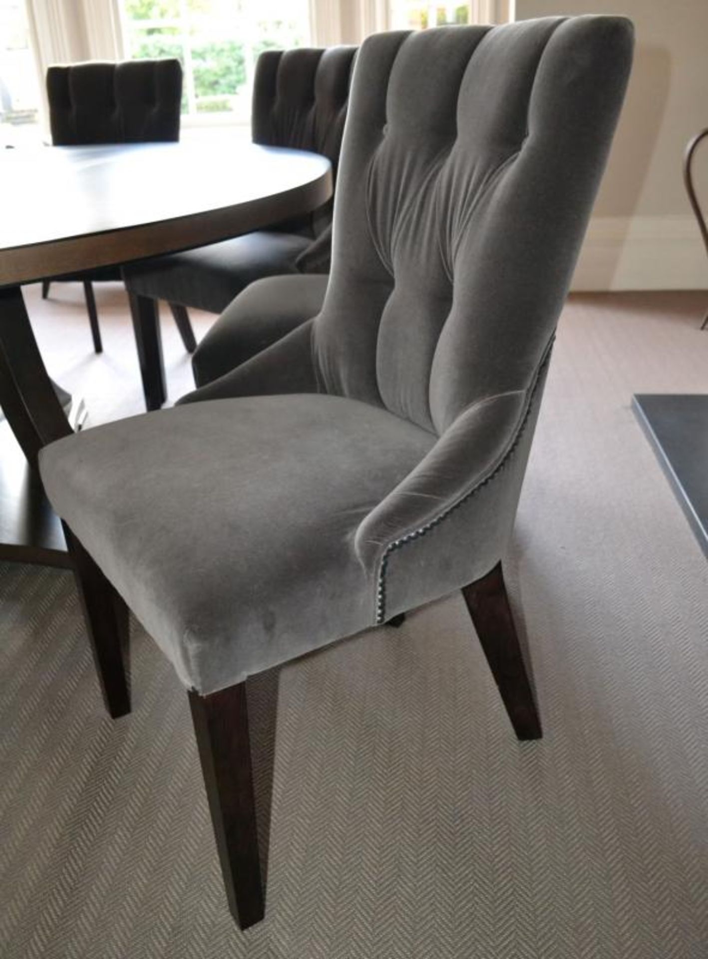 8 x Button-back Dining Chairs - Richly Upholstered In A Grey Velvet Fabric - NO VAT - Image 3 of 7