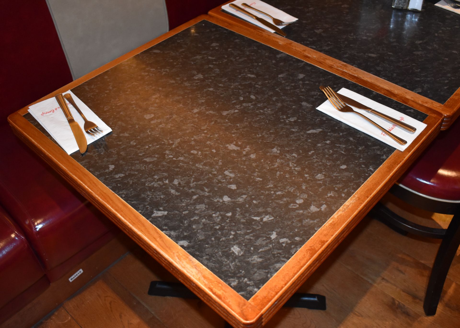 4 x Restaurant Bistro Tables With Granite Effect Tops and Cast Iron Bases - From American Italian - Image 7 of 7