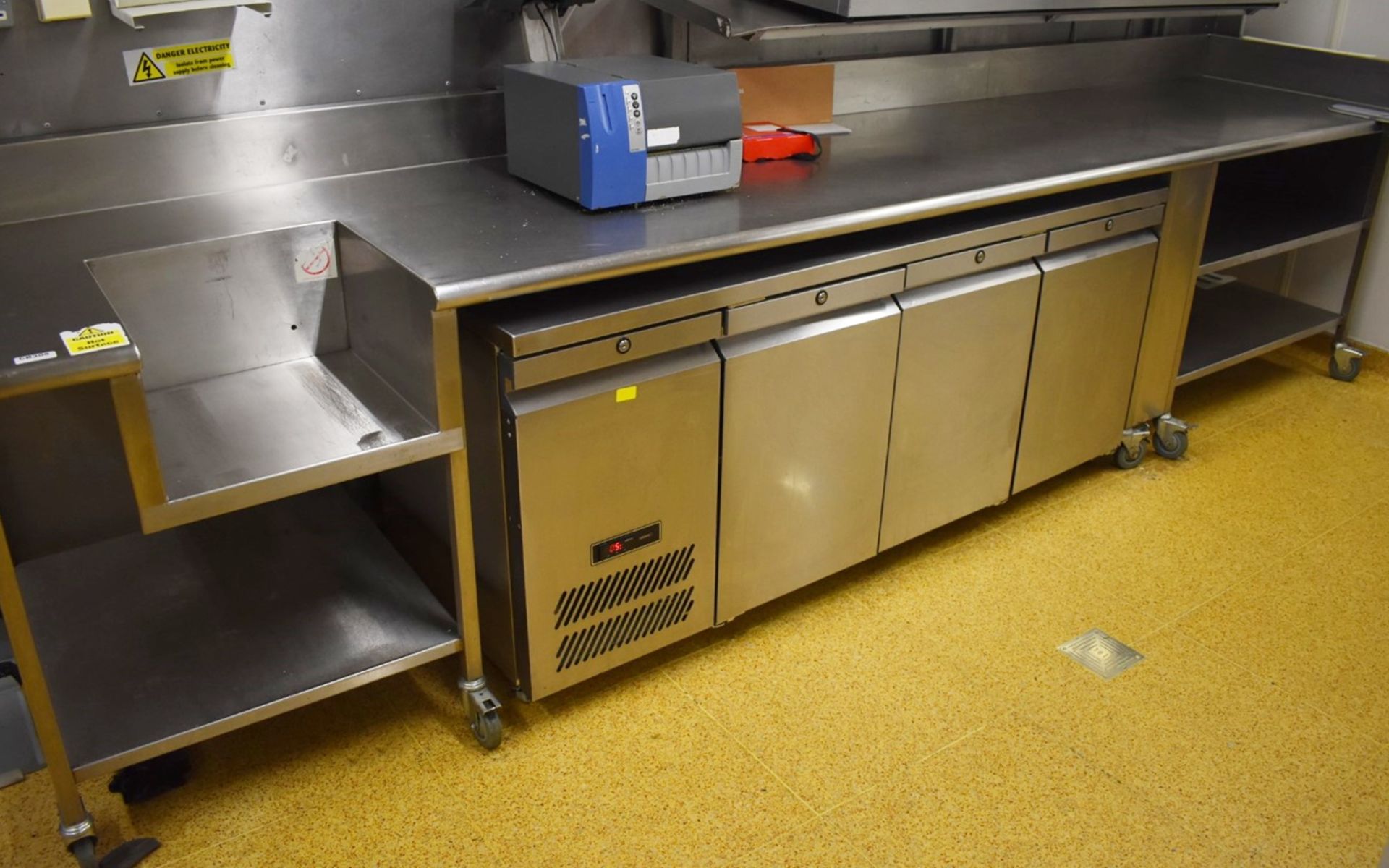 1 x Commercial Kitchen Prep Bench on Castors - Large 13ft Size - Features Upstand Splashback and - Image 12 of 12