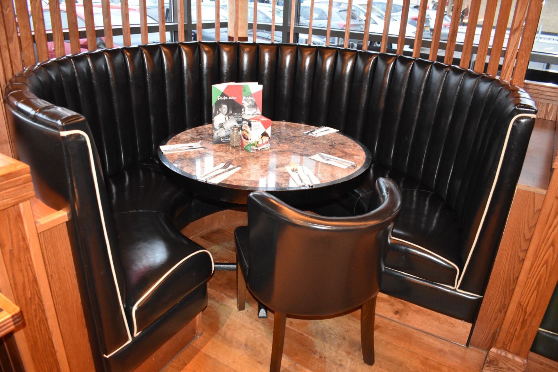 1 x High Back Seating Booth Upholstered in Black Faux Leather With Ribbed Back - Features Bespoke - Image 9 of 14