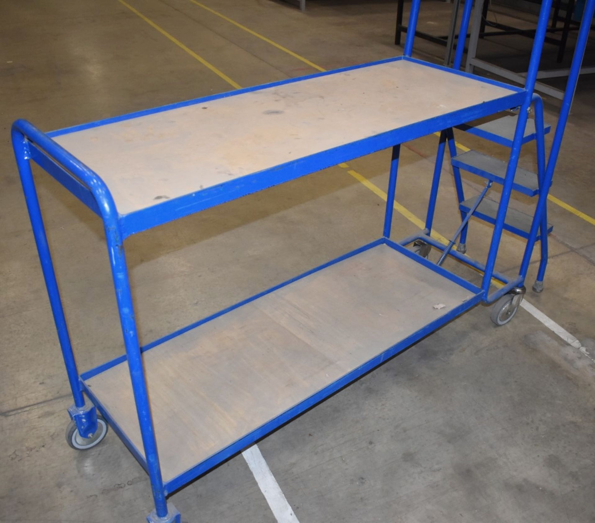 1 x Warehouse Trolley With Integrated Step Ladder - H93 x W174 x D46 cms - Ref FE191 WH - CL480 - - Image 3 of 5