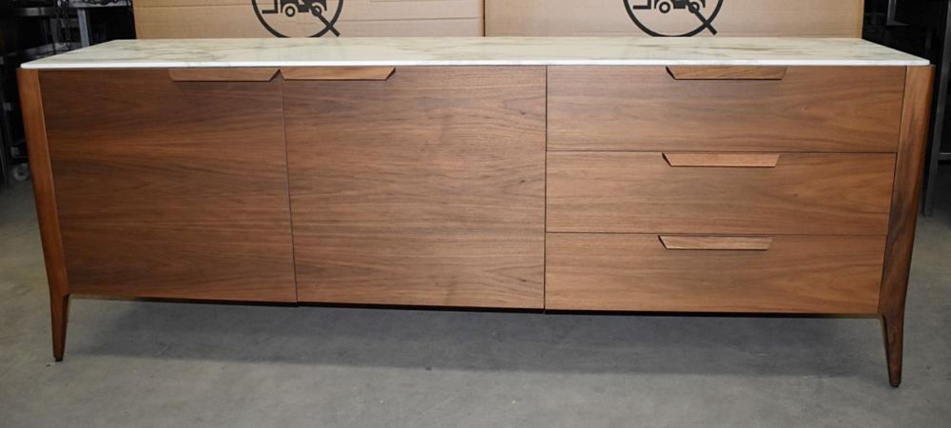 1 x PORADA 'Atlante 3' Italian Designer Sideboard In Canaletta Walnut & Marble - Original RRP £4,109 - Image 2 of 14