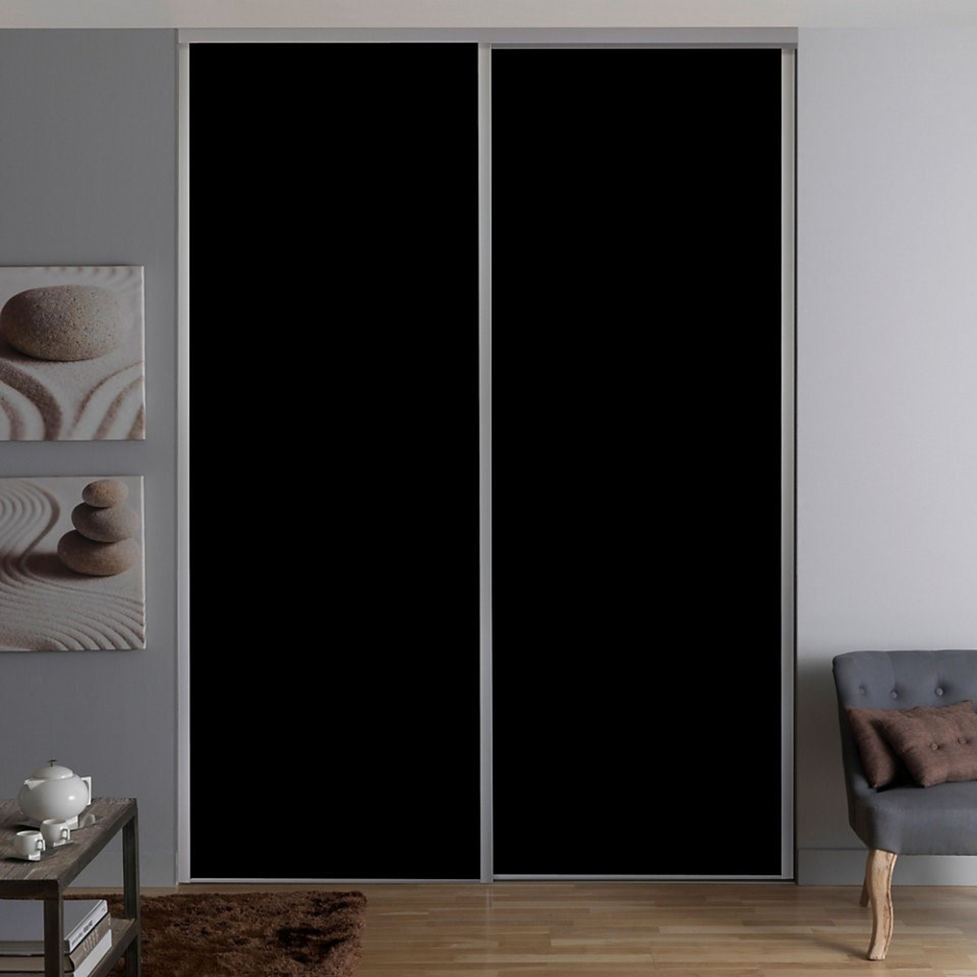 1 x VALLA 1 Sliding Wardrobe Door In Dark Grey With Grey Lacquered Steel Profiles - CL373 - Ref: NC2 - Image 6 of 6