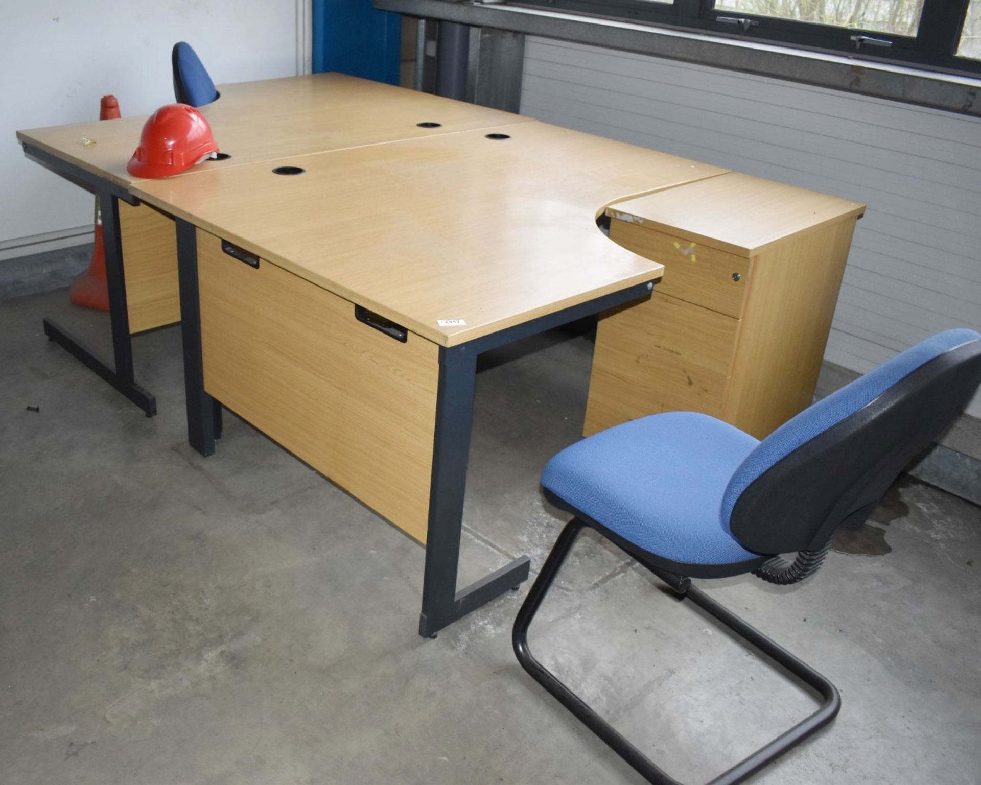 1 x Office Furniture Set - Includes 2 x Desks, 2 x Chairs, 1 x Pedestal - Ref FE257 - CL480