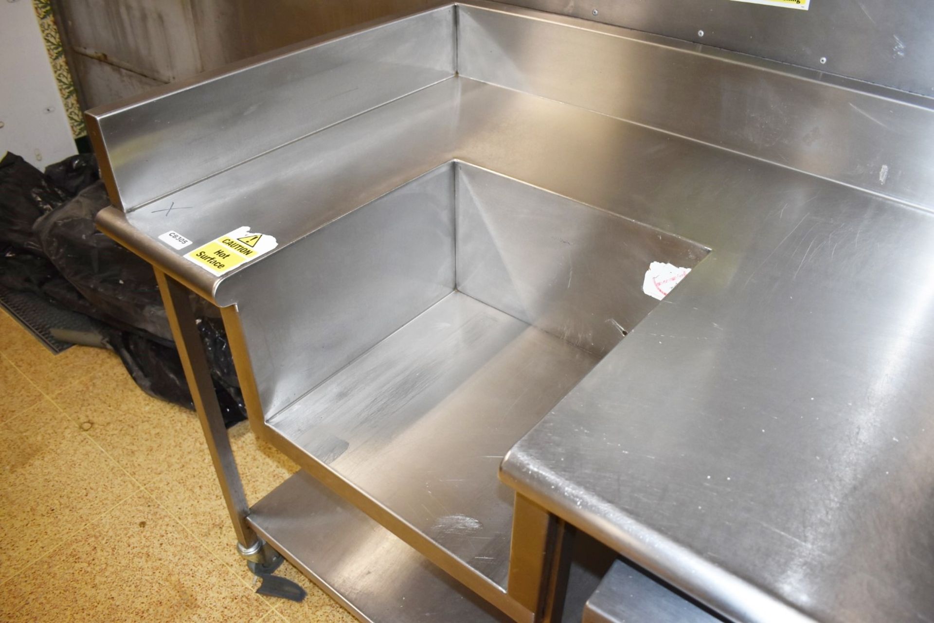 1 x Commercial Kitchen Prep Bench on Castors - Large 13ft Size - Features Upstand Splashback and - Image 10 of 12