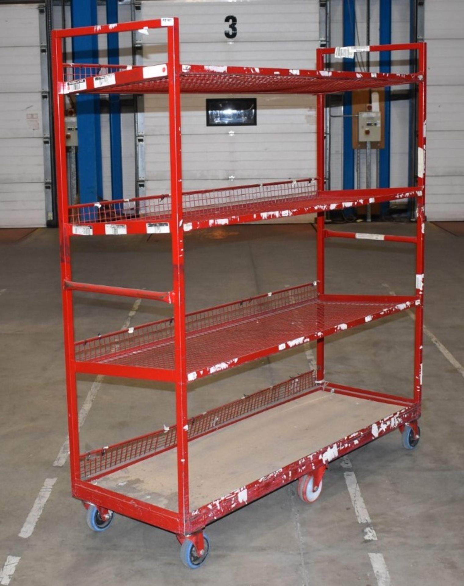 1 x Four Tier Metal Shelf Unit on Castors - Ideal For Warehouses or Offices etc - H180 x W160 x