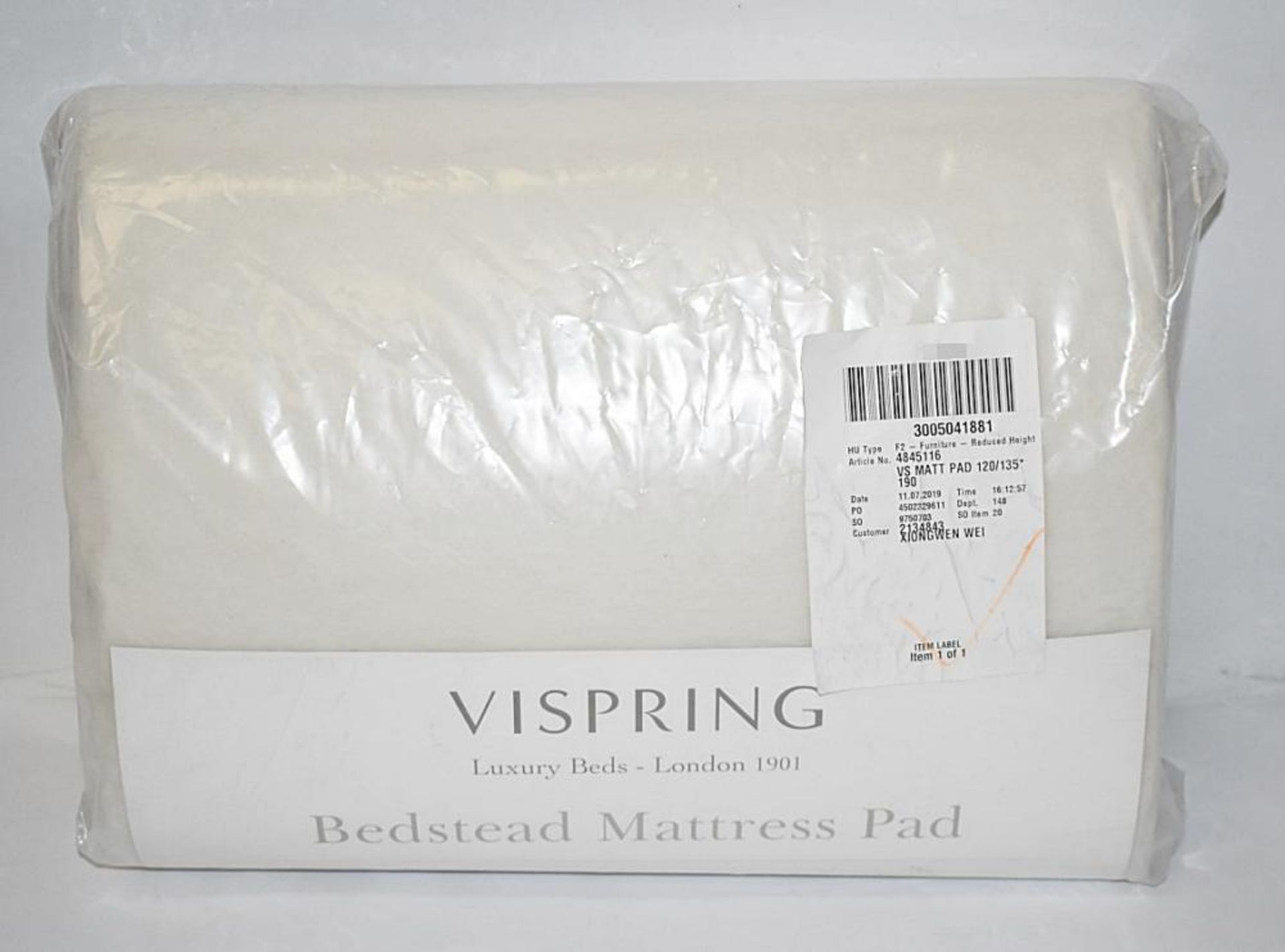 1 x VISPRING Beadstead Mattress Pad - Dimensions: 120x190cm - New & Sealed - Original RRP £151.00 - Image 2 of 5