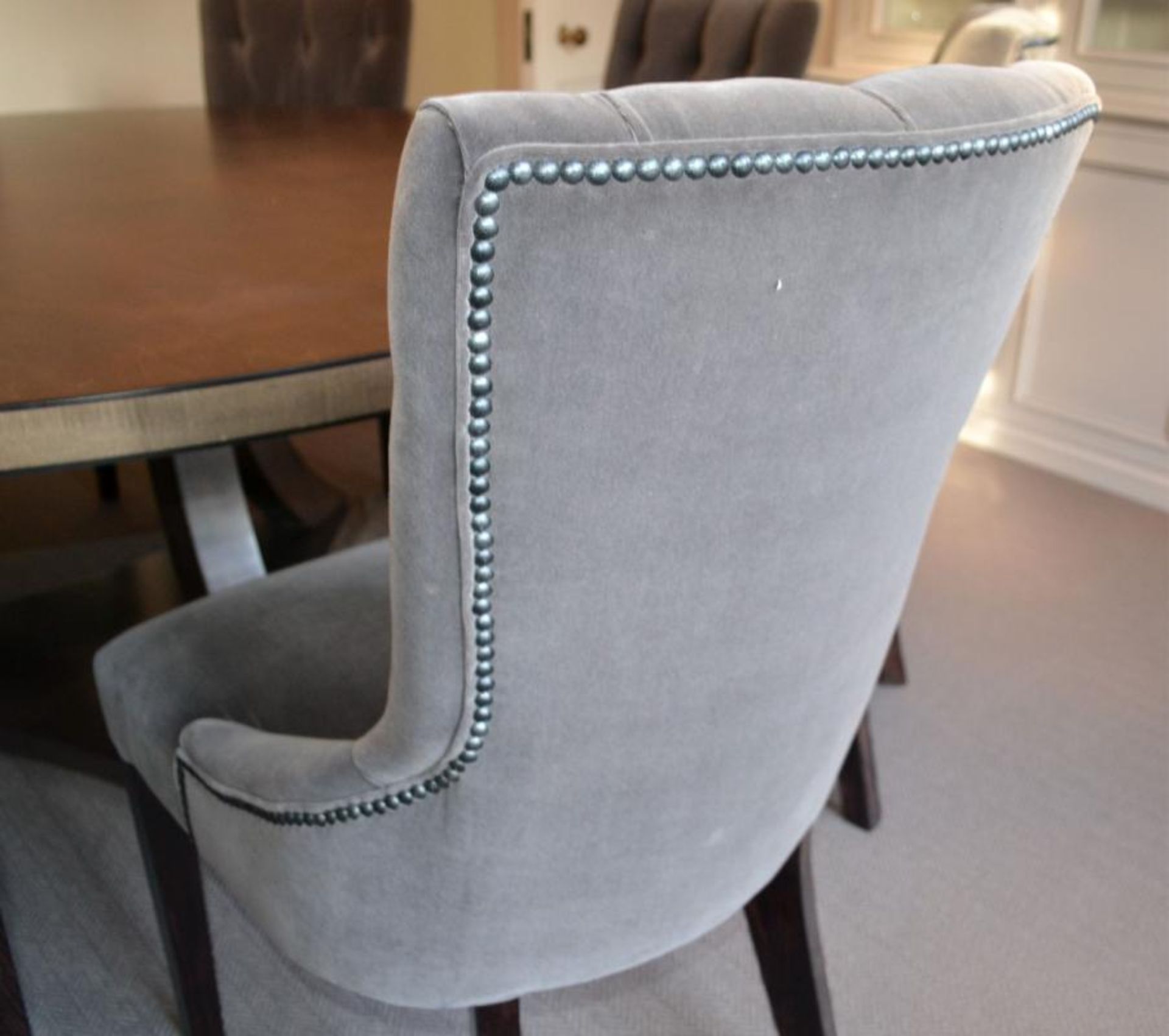 8 x Button-back Dining Chairs - Richly Upholstered In A Grey Velvet Fabric - NO VAT - Image 5 of 7