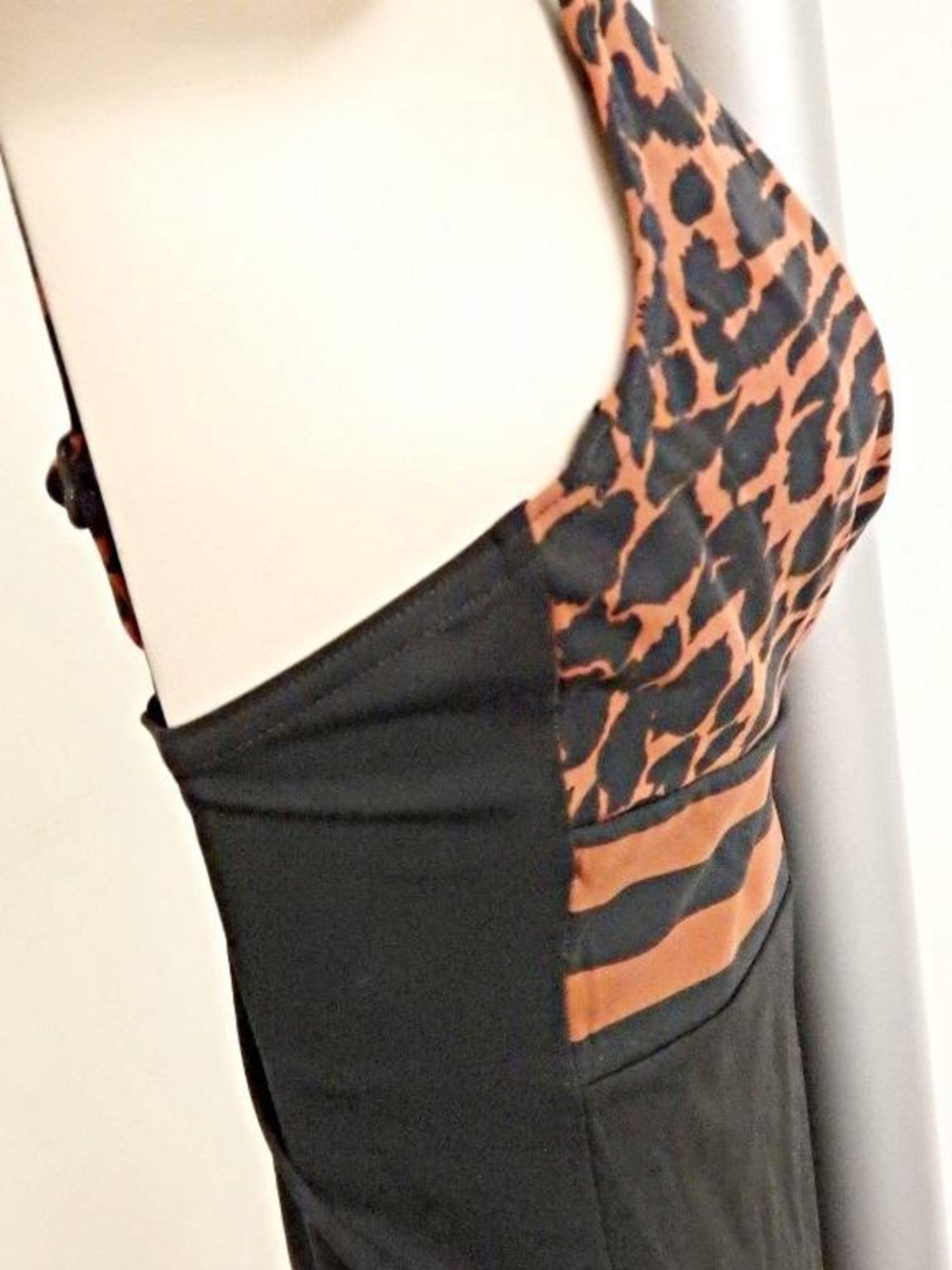 1 x Rasurel - Black/Tan Leopard and Stripe - Bahia Swimsuit - R21235 - Size 2C - UK 32 - Fr 85 - EU - Image 4 of 7