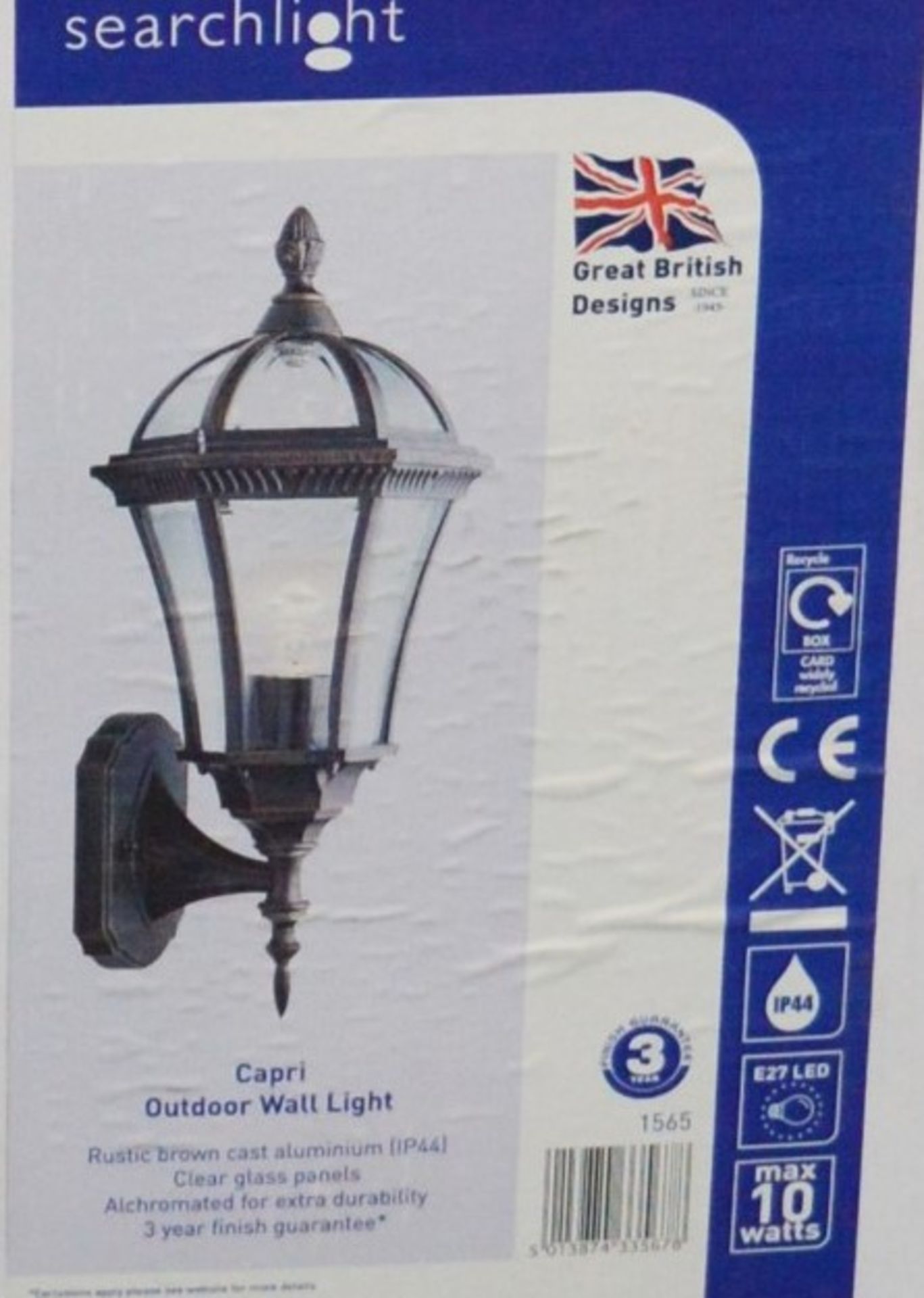 2 x Searchlight Capri Outdoor Wall Lights - Rustic Brown Cast Aluminium IP44 Product Code 1565 - New