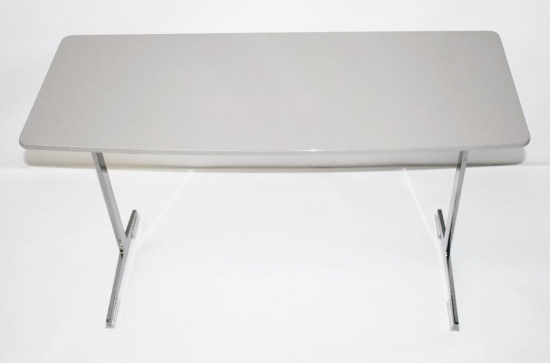 1 x FLEXFORM 'Cestone' Italian Made Designer Slot-In Sidetable In Dove Grey & Chrome - RRP £1,573 - Image 2 of 8