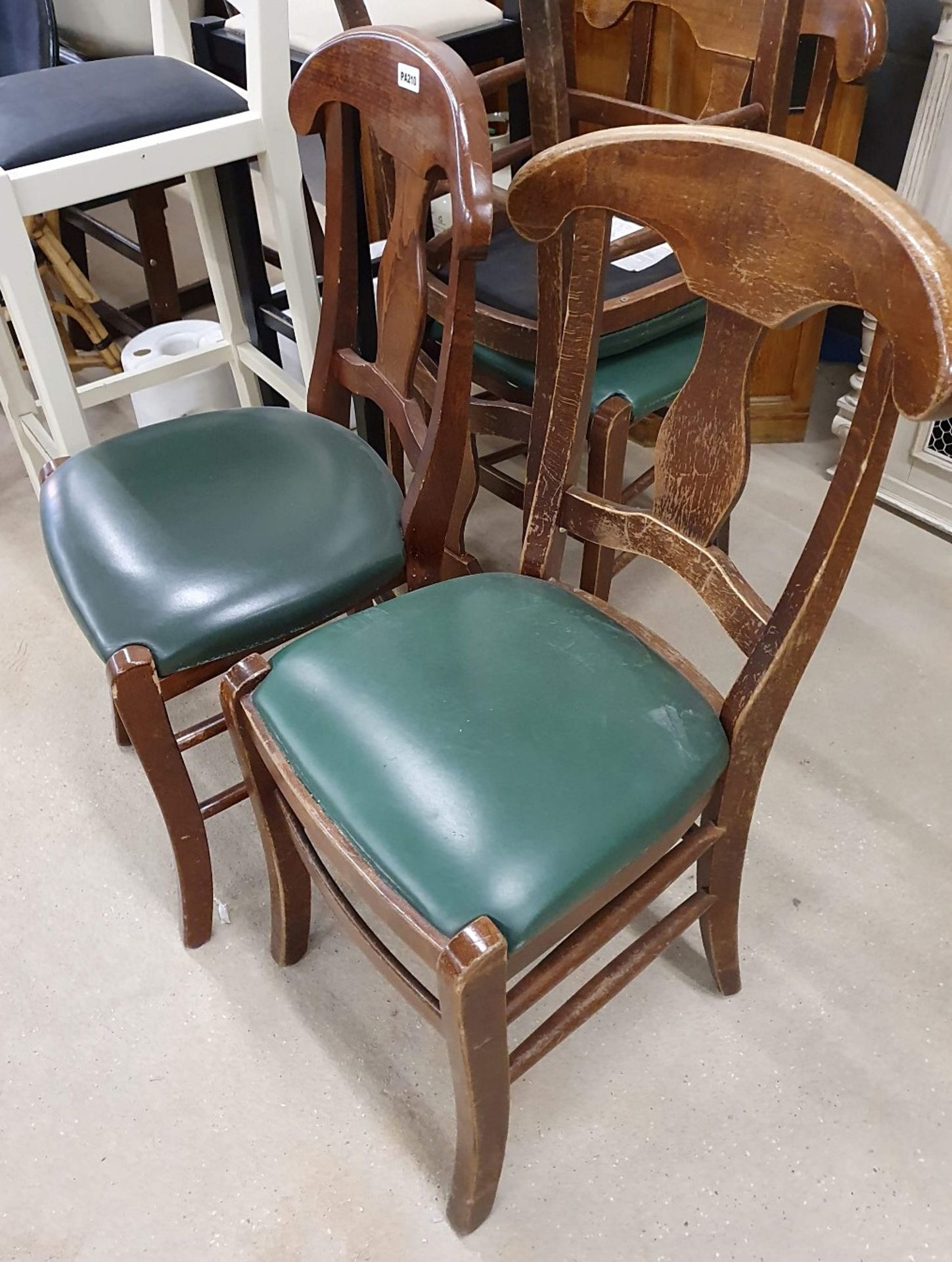 4 x Waring Dining Chairs With Green Leather Seat Pads - Ref PA210 - CL463 - Location: Altrincham WA1 - Image 3 of 4