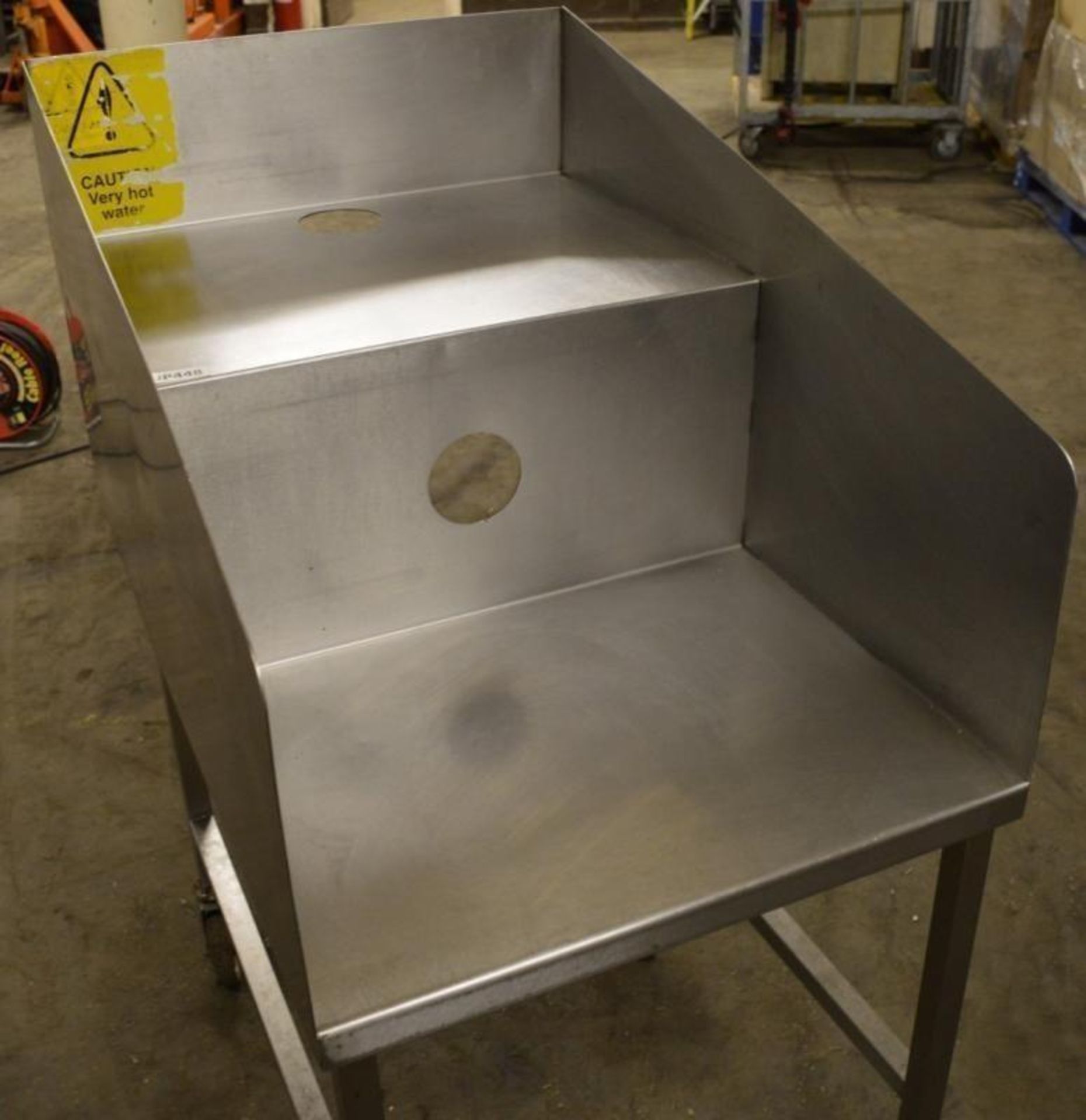 1 x Stainless Steel Commercial Waste Bench - Two Tier Waste Chute on Castors - H114 x W62.5 x D90 cm - Image 3 of 5