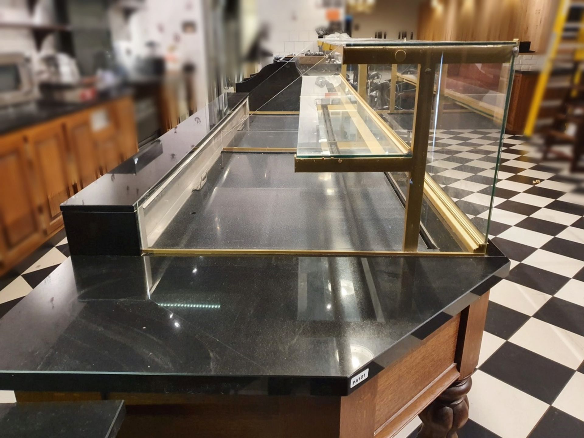 1 x Patisserie Refrigerated Display Service Counter in Oak and Gold With Granite Worktops and - Image 3 of 25