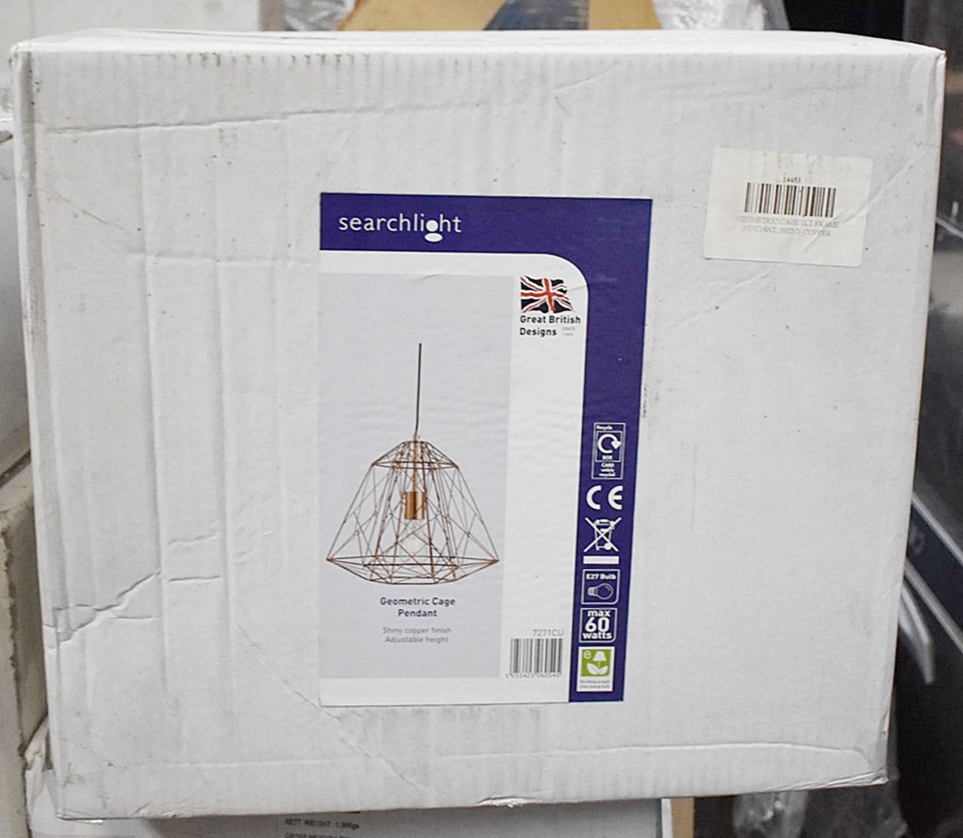 1 x Copper Geometric Cage Frame Pendant Light - New Boxed Stock - CL323 - Ref: 7271CU / PalH - Image 3 of 3