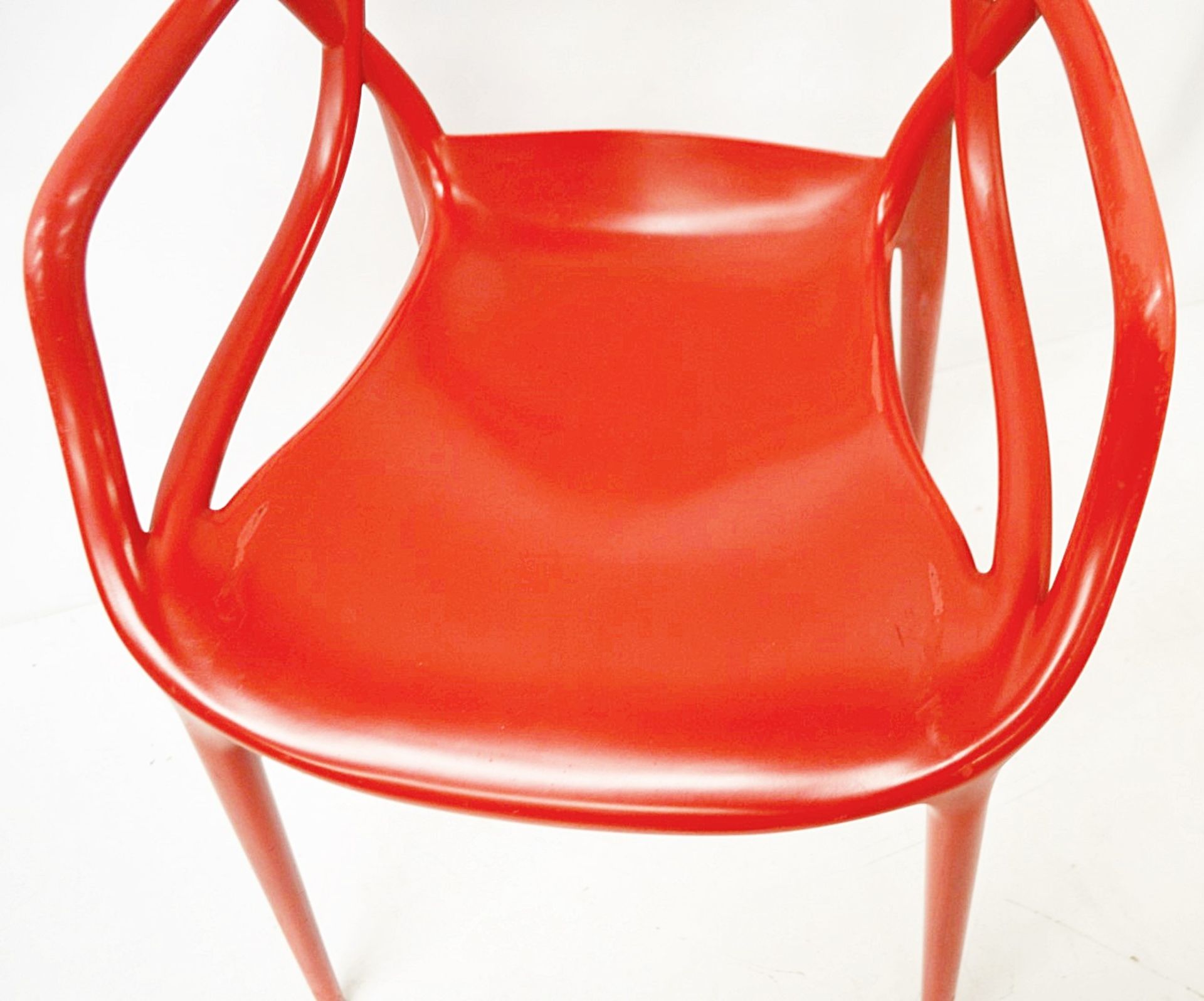 4 x Philippe Starck For Kartell 'Masters' Designer Red Gloss Bistro Chairs - Made In Italy - Used - Image 2 of 9