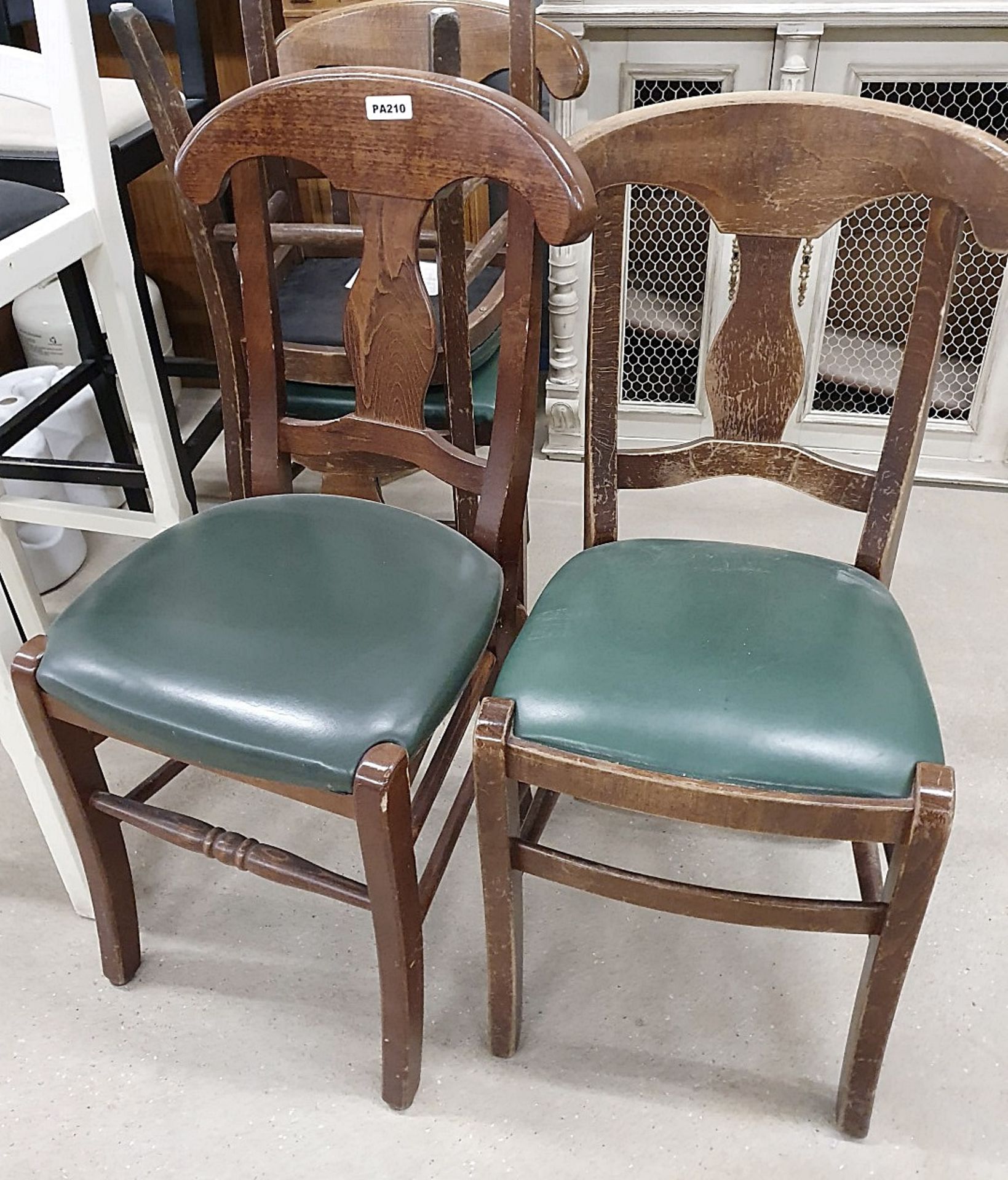 4 x Waring Dining Chairs With Green Leather Seat Pads - Ref PA210 - CL463 - Location: Altrincham WA1