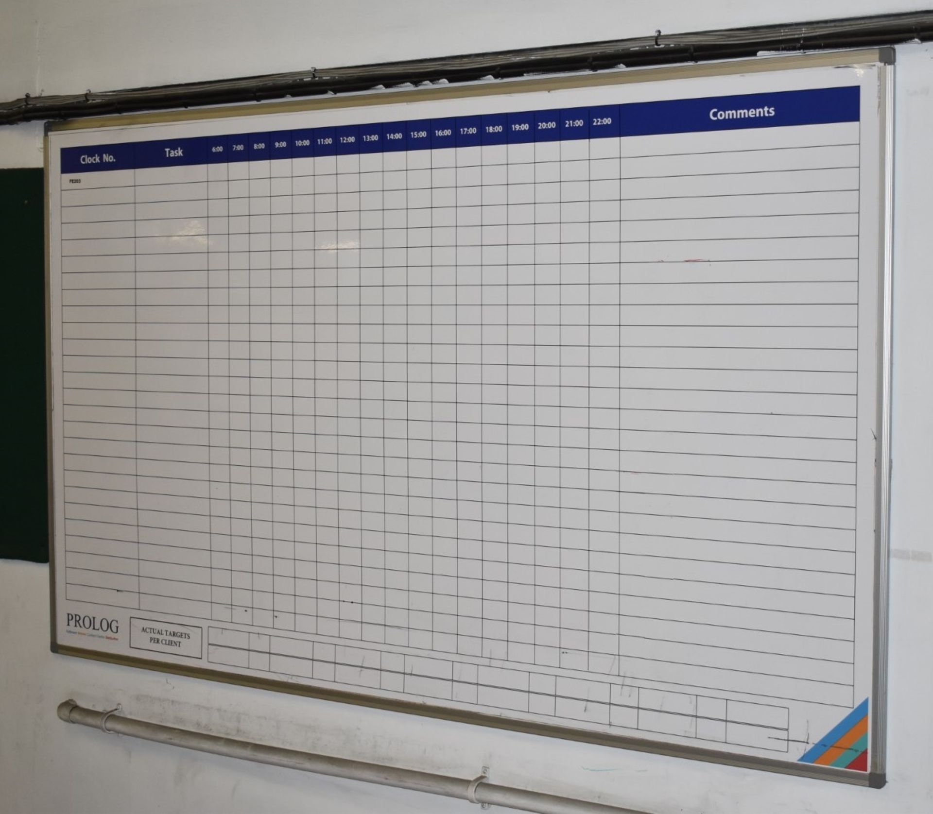1 x Warehouse Day Planner White Board - Wall Mounted - 200 x 120 cms - Ref FE203 WH - CL480 -
