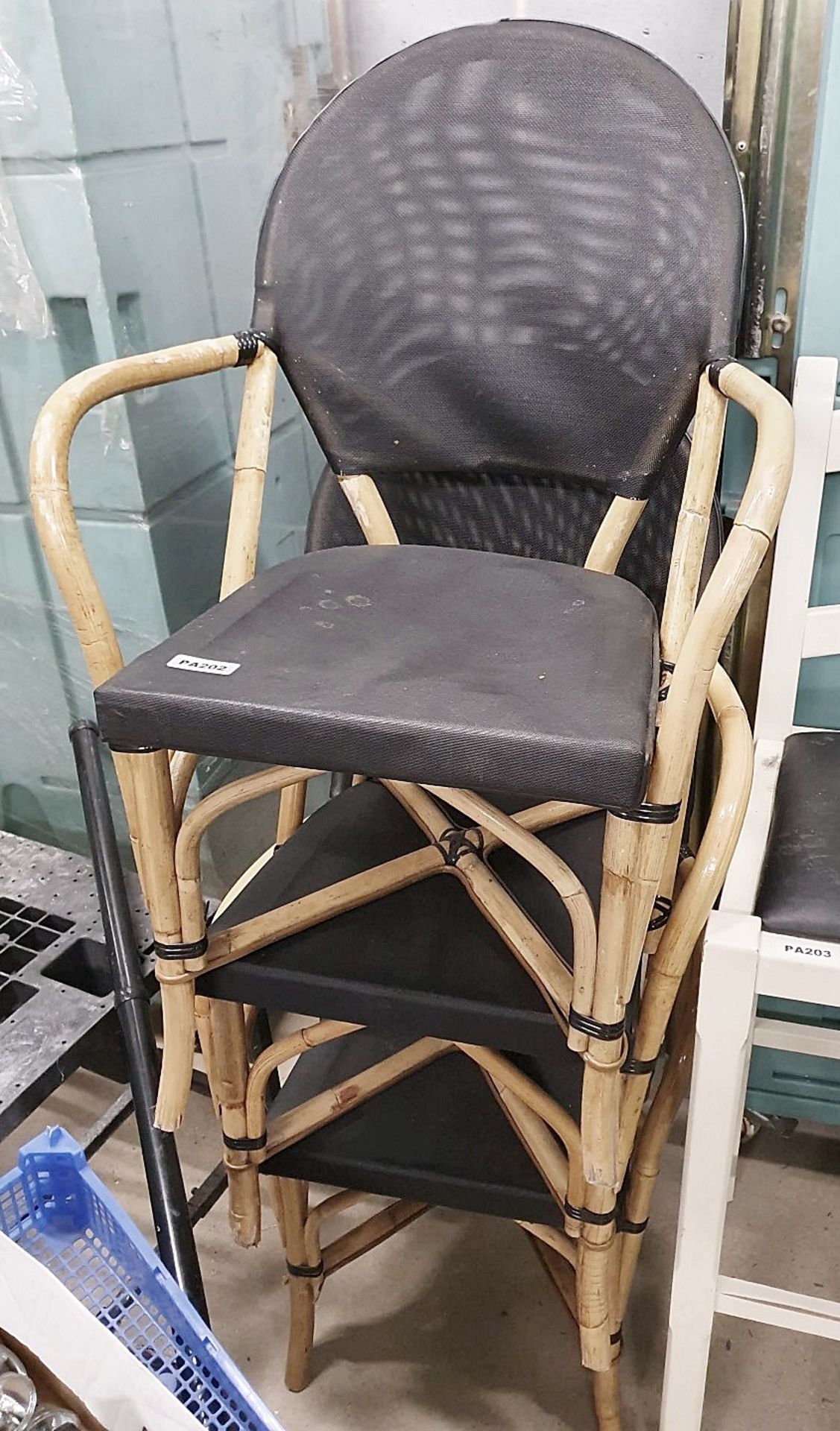 6 x Bamboo Studio Chairs With Black Seat and Back Rest - Features the Name 'PAUL' Printed on the