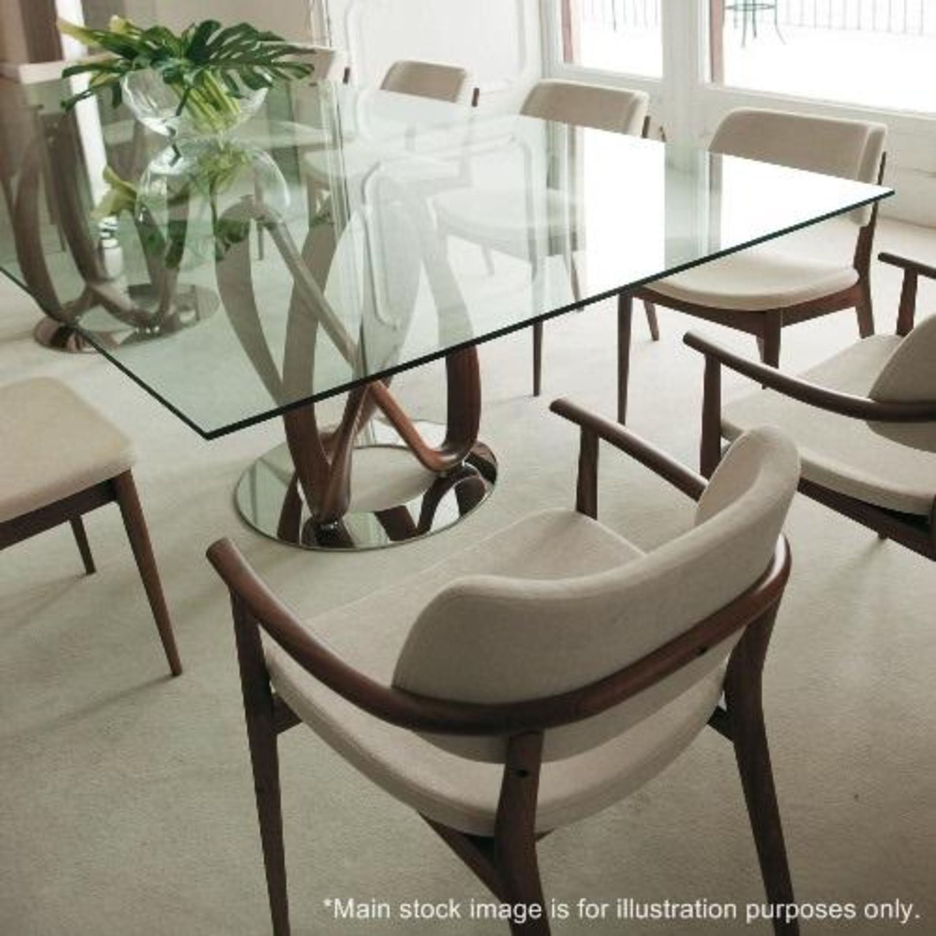 1 x PORADA 'Infinity' Italian Designer Rectangular Glass Topped Dining Table With Distinctive Bases