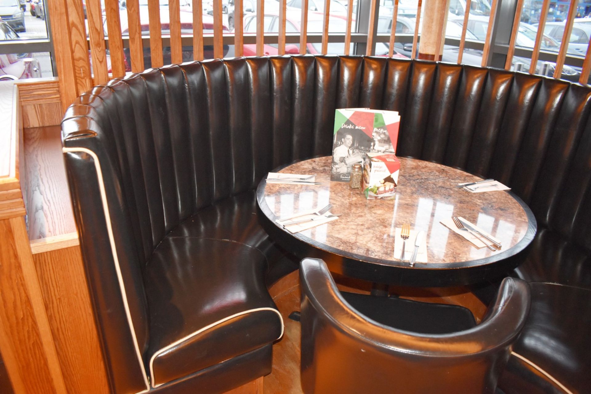 1 x High Back Seating Booth Upholstered in Black Faux Leather With Ribbed Back - Features Bespoke - Image 7 of 14