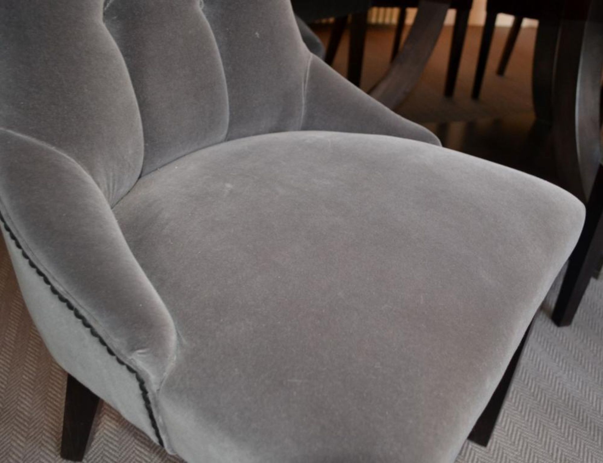 8 x Button-back Dining Chairs - Richly Upholstered In A Grey Velvet Fabric - NO VAT - Image 7 of 7